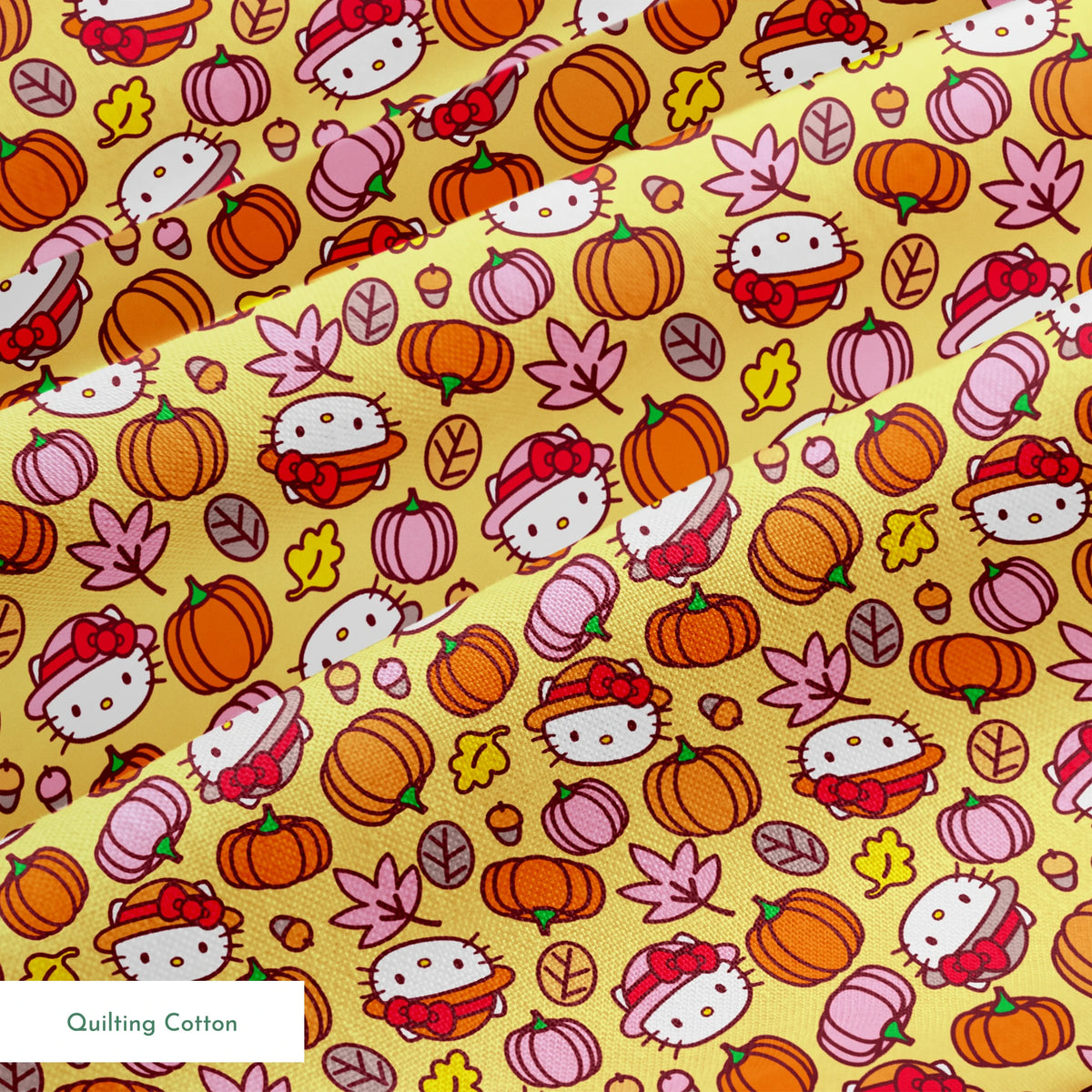 Hello Kitty® Pumpkin Patch Toss on Yellow Fabric