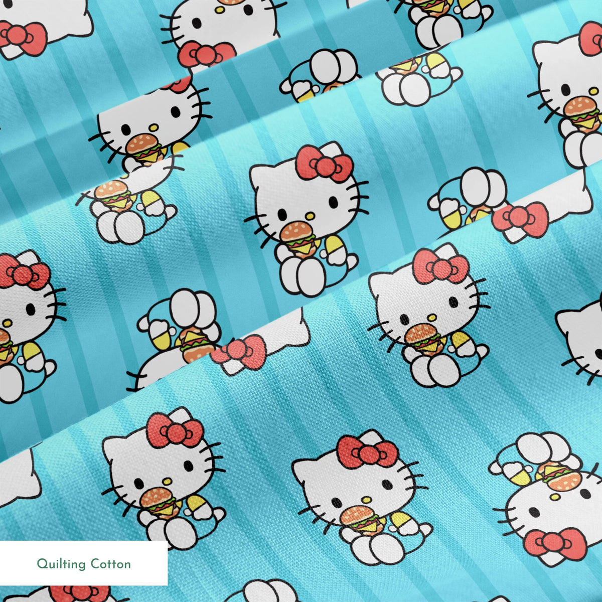Hello Kitty® Burgers and Stripes Fabric