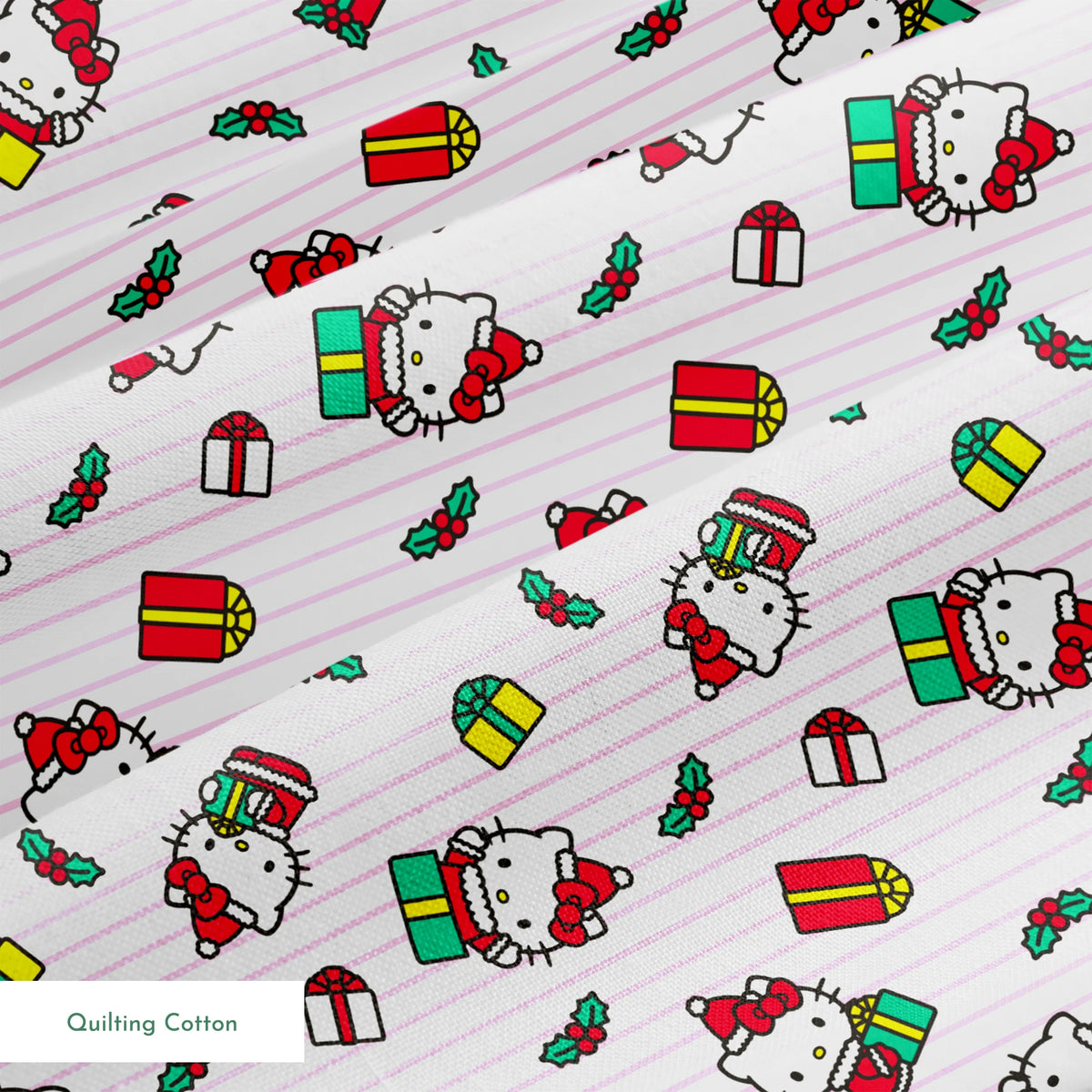 Hello Kitty® Christmas Presents Stripes Fabric
