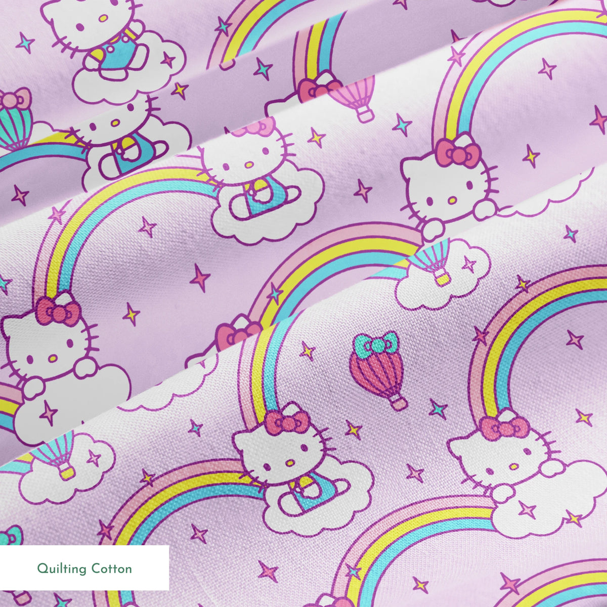 Hello Kitty® Rainbows & Clouds on Purple Fabric