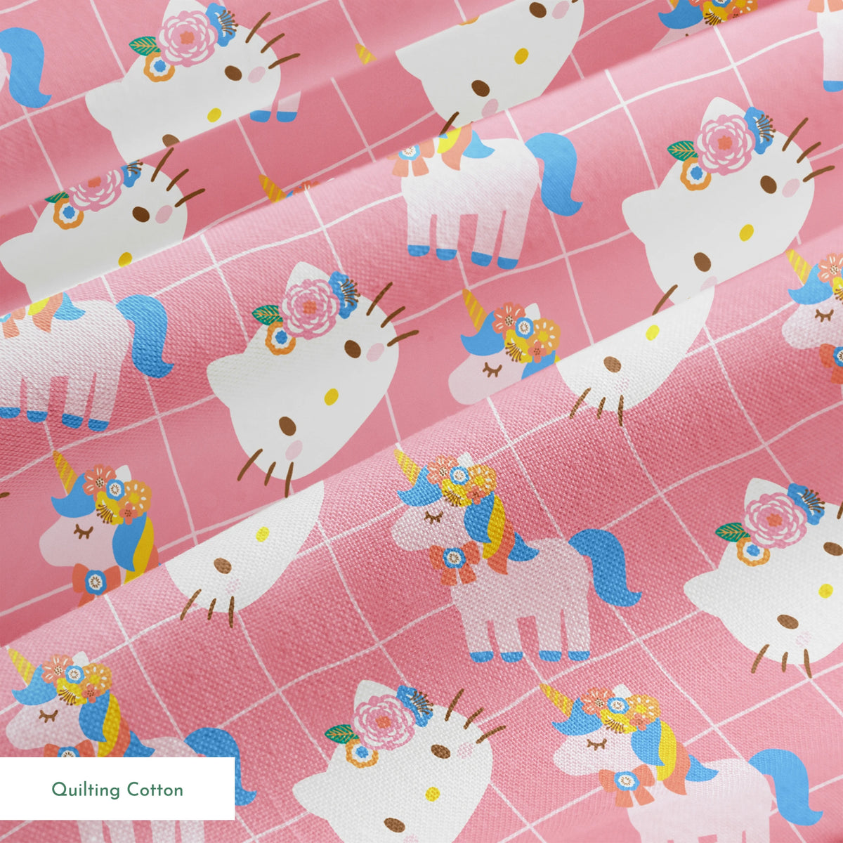 Hello Kitty® Unicorn Grid Fabric