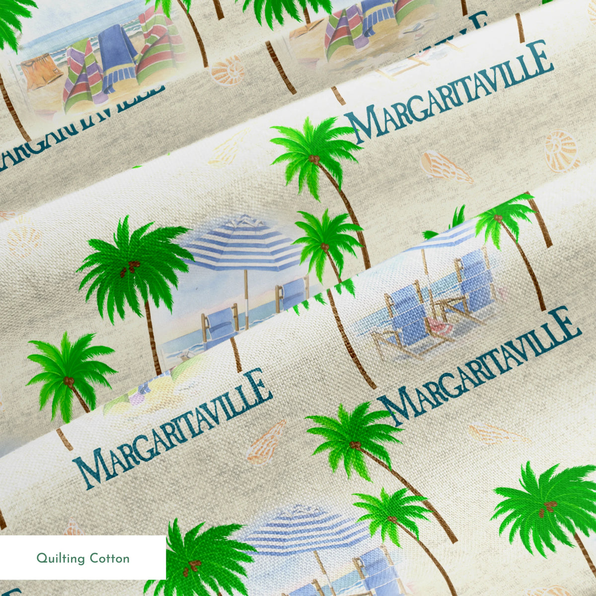 Margaritaville Tropical Vacation Beach Scene Fabric