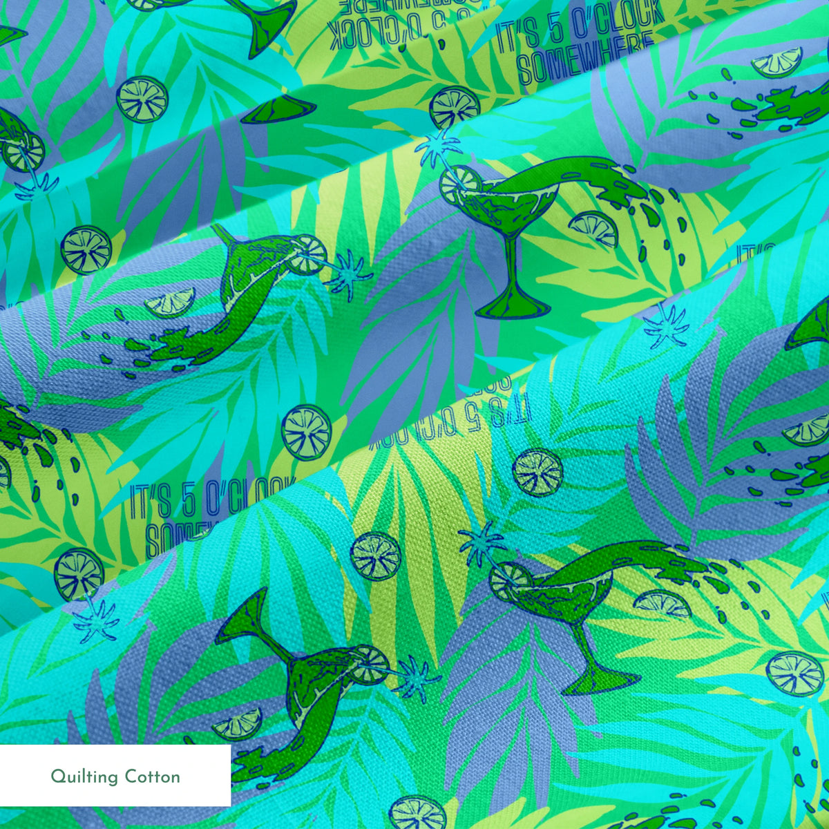 Margaritaville It's 5'O Clock Somewhere Tropical Turquoise Fabric
