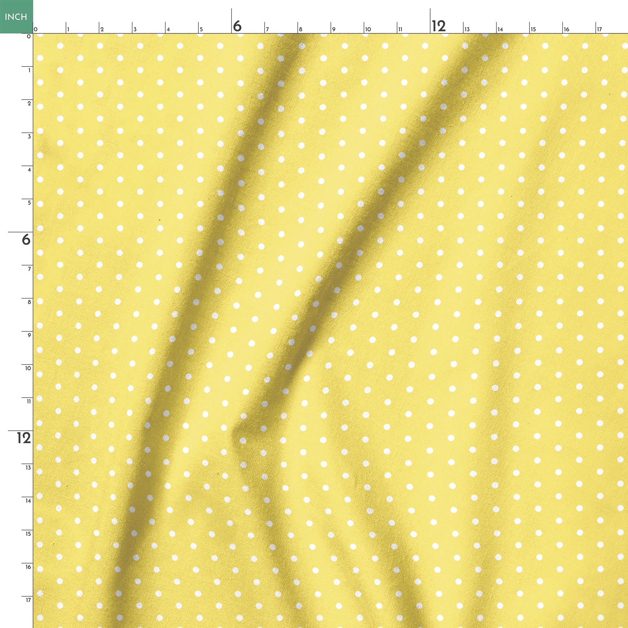 Yellow background with white circles. springs ruler 18x18