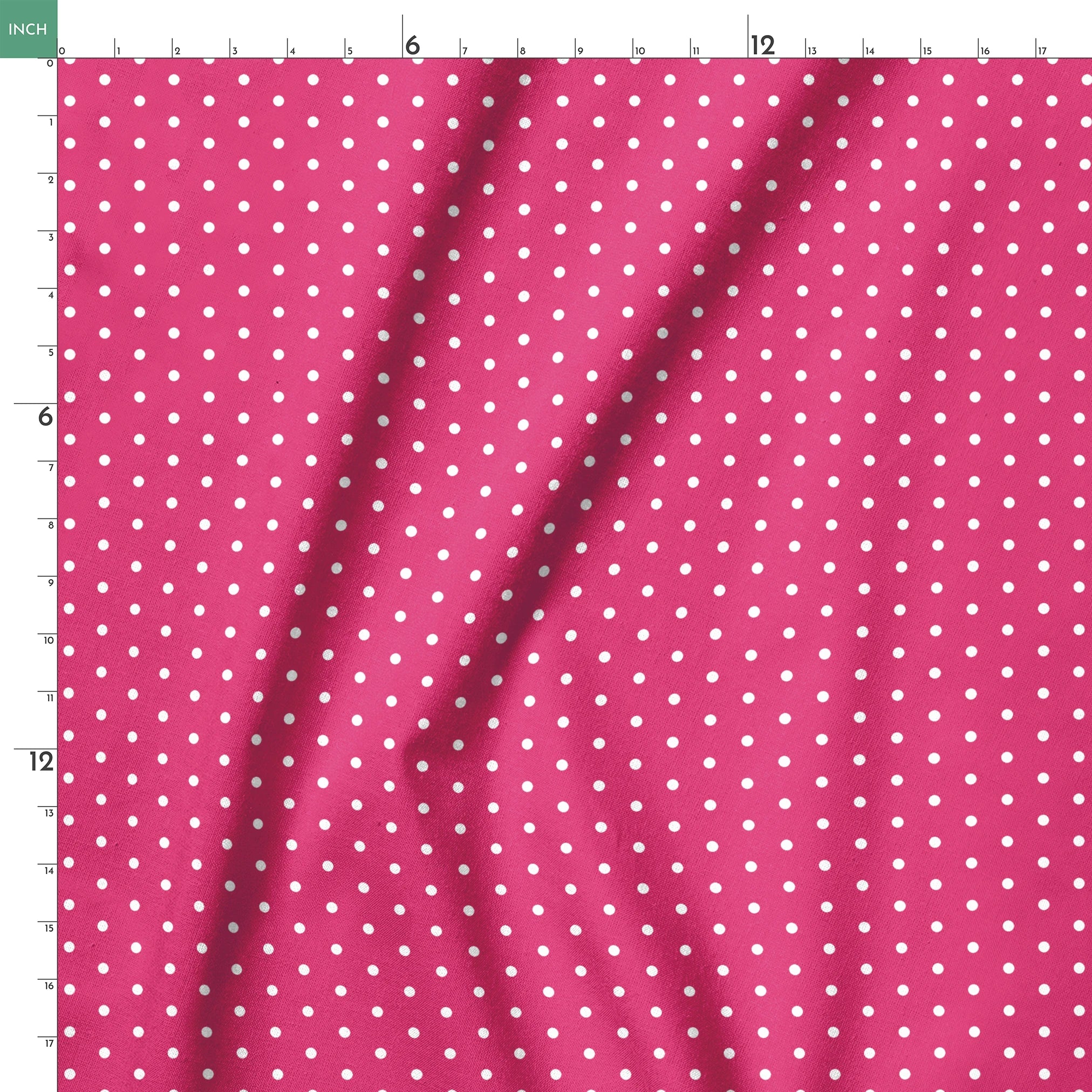 Two white circular dots on a solid magenta pink background springs ruler 18x18