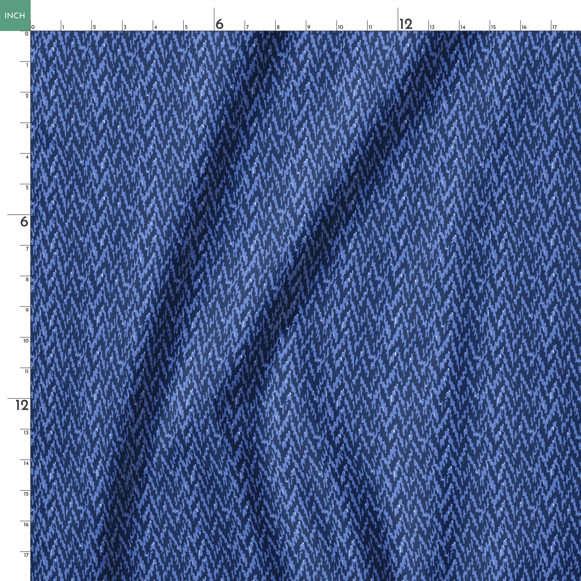 Abstract blue pattern with irregular vertical streaks in dark and light blue shades creating a textured, wavy appearance springs ruler 18x18