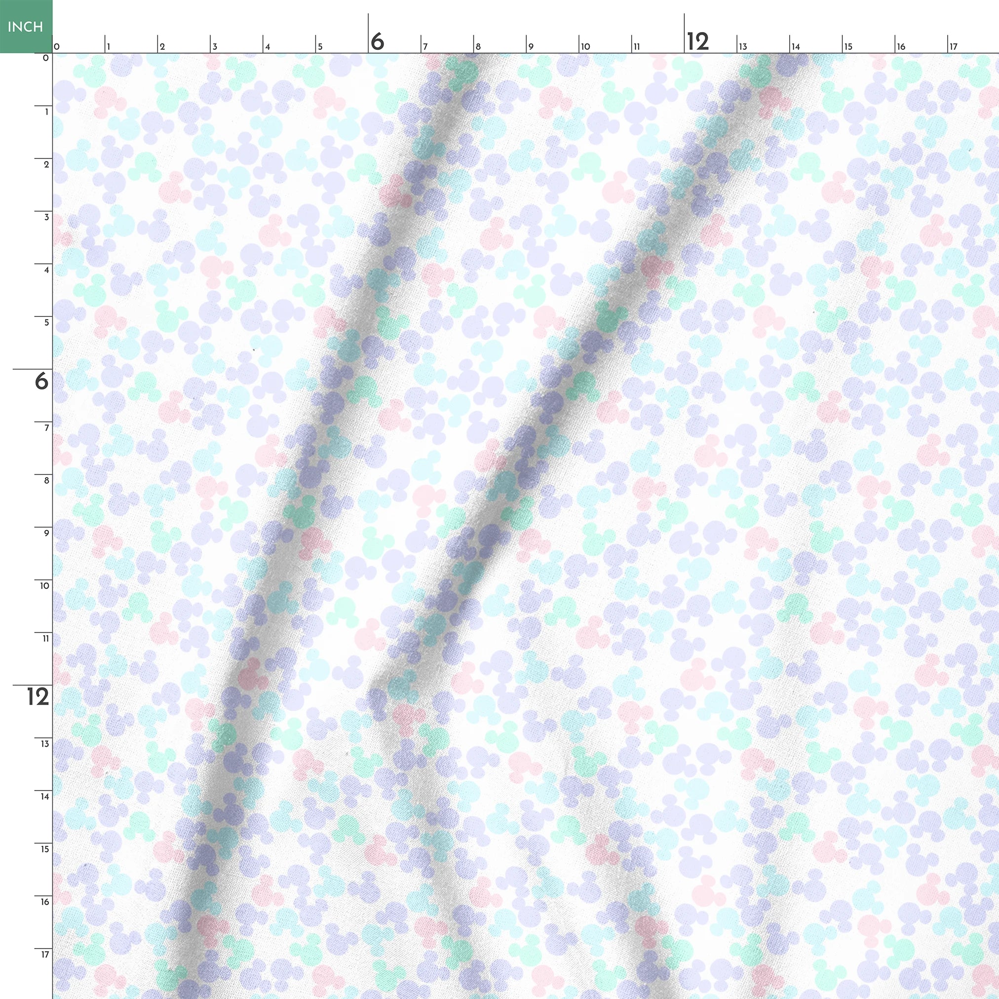 Pastel circular pattern with purple, light blue, green, and pink bubble shapes on white background springs ruler 18x18