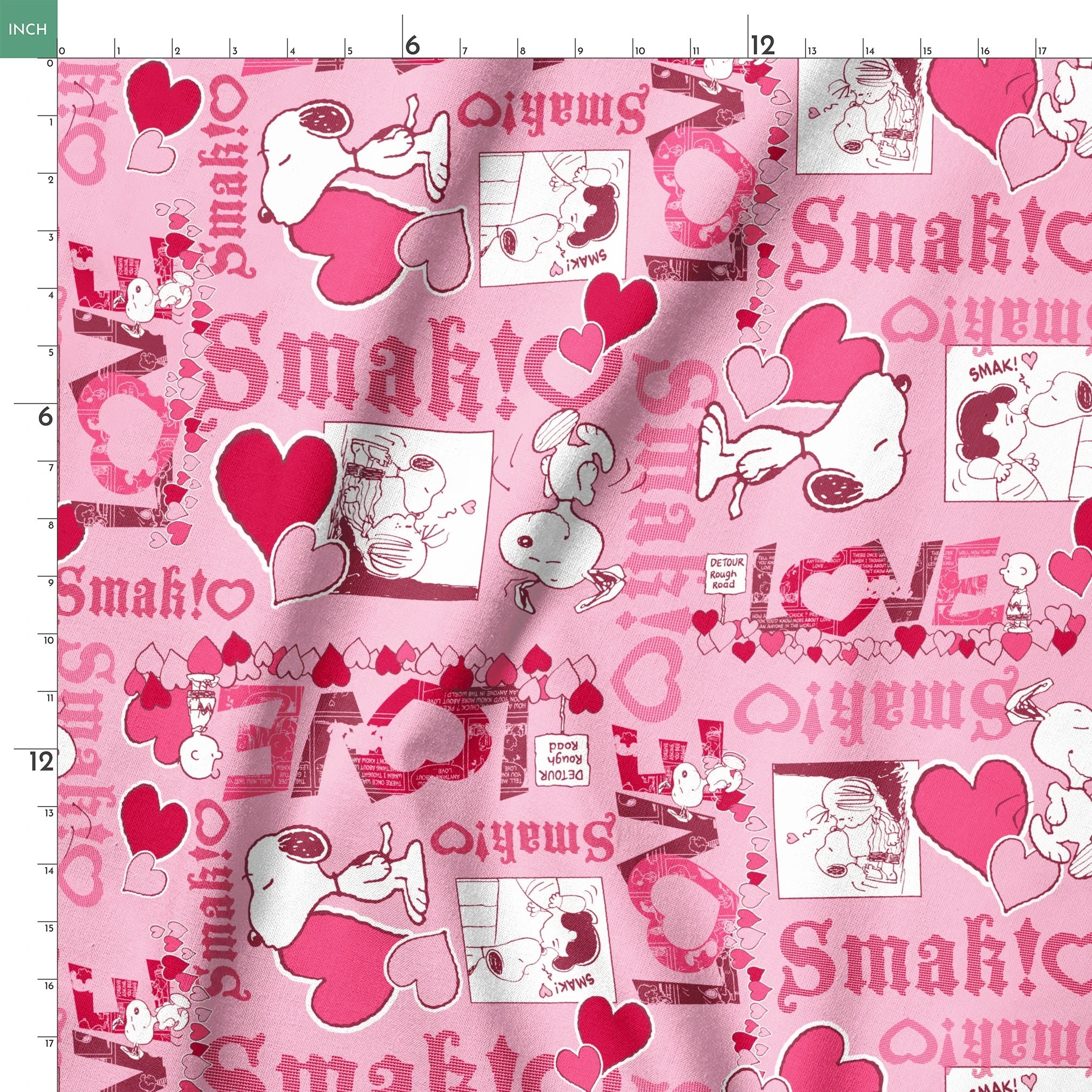 Peanuts Snoopy Love Pink Fabric
