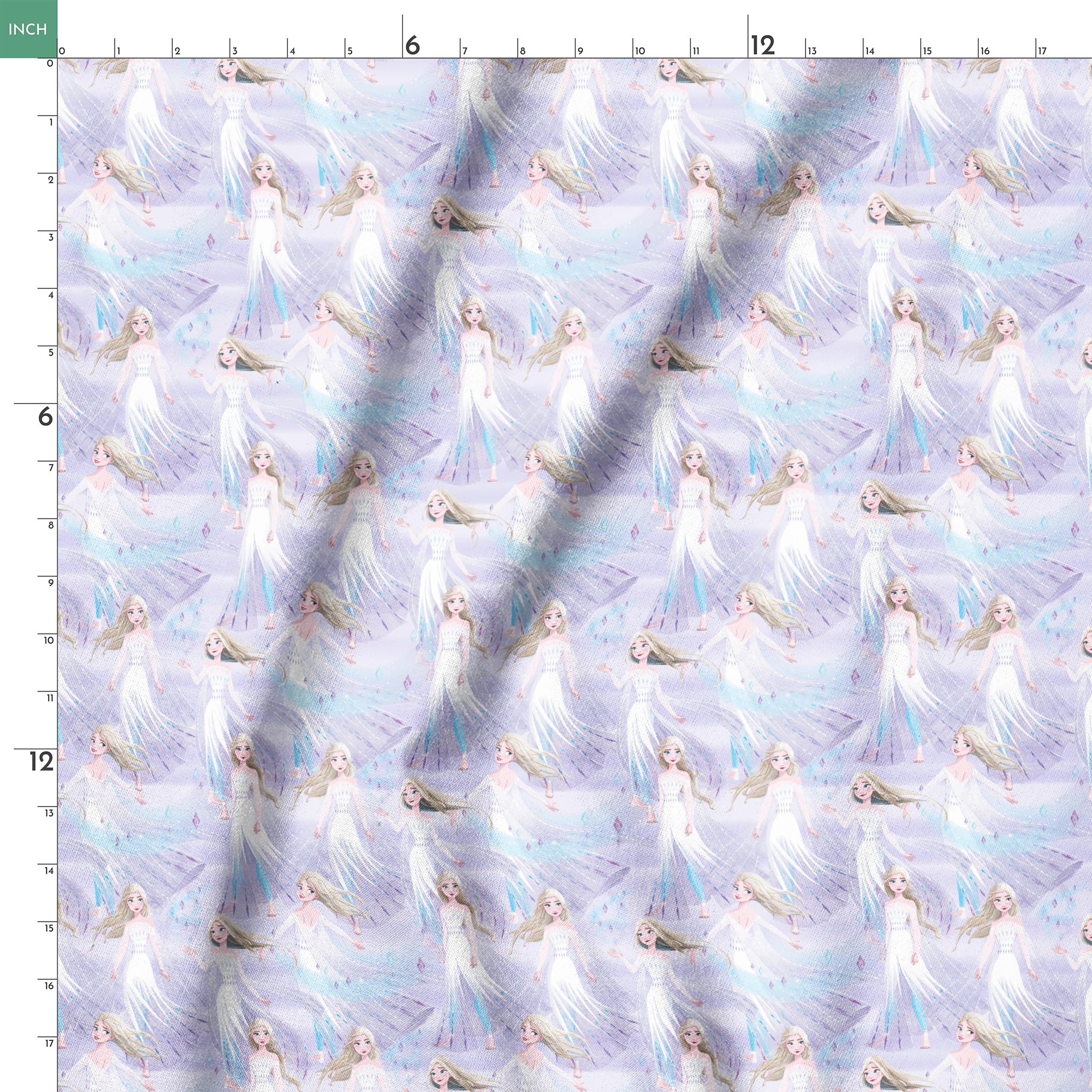 Frozen's Elsa against a dreamy purple-blue background springs ruler 18x18