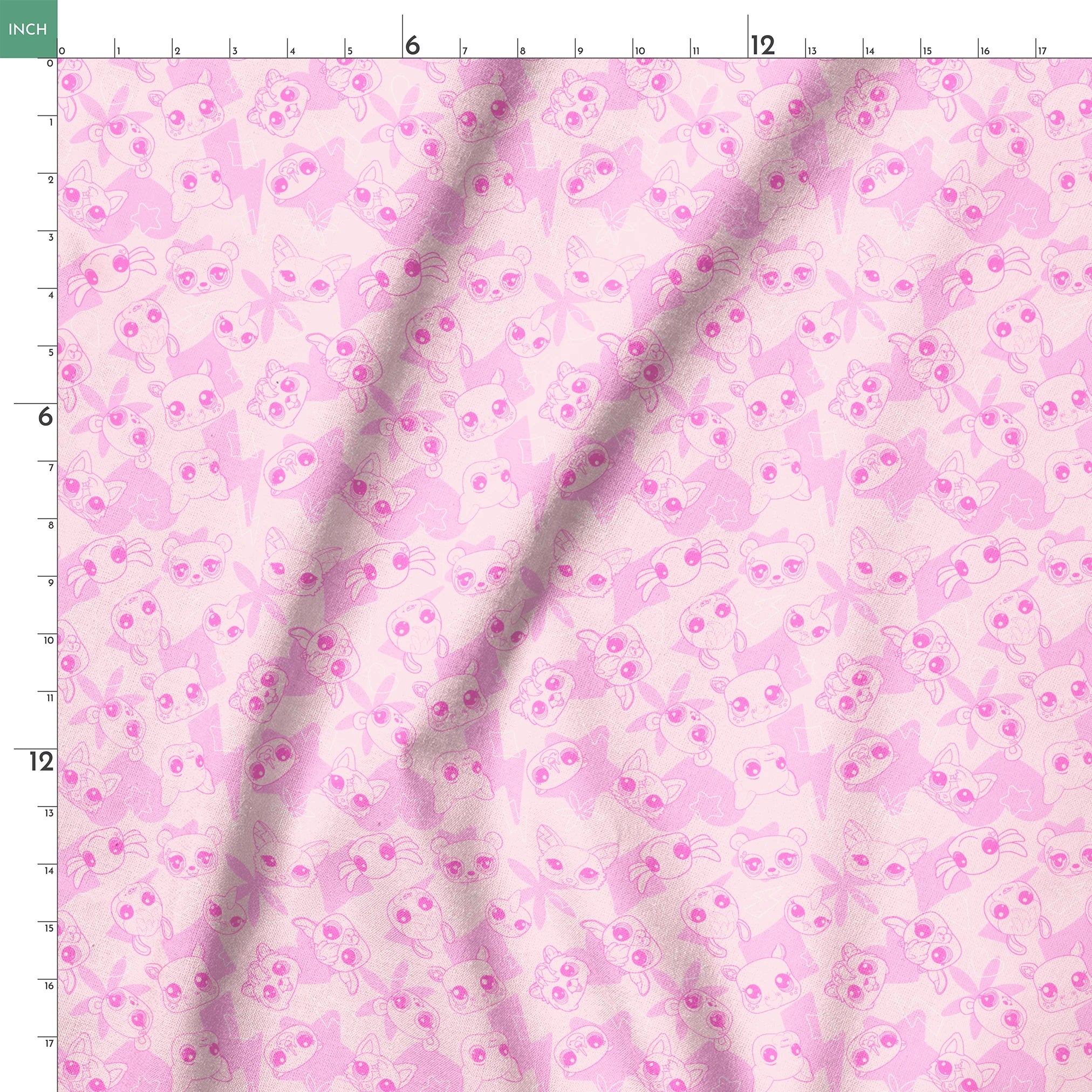 Hasbro Littliest Pet Shop Pet Outlines on Pink Fabric