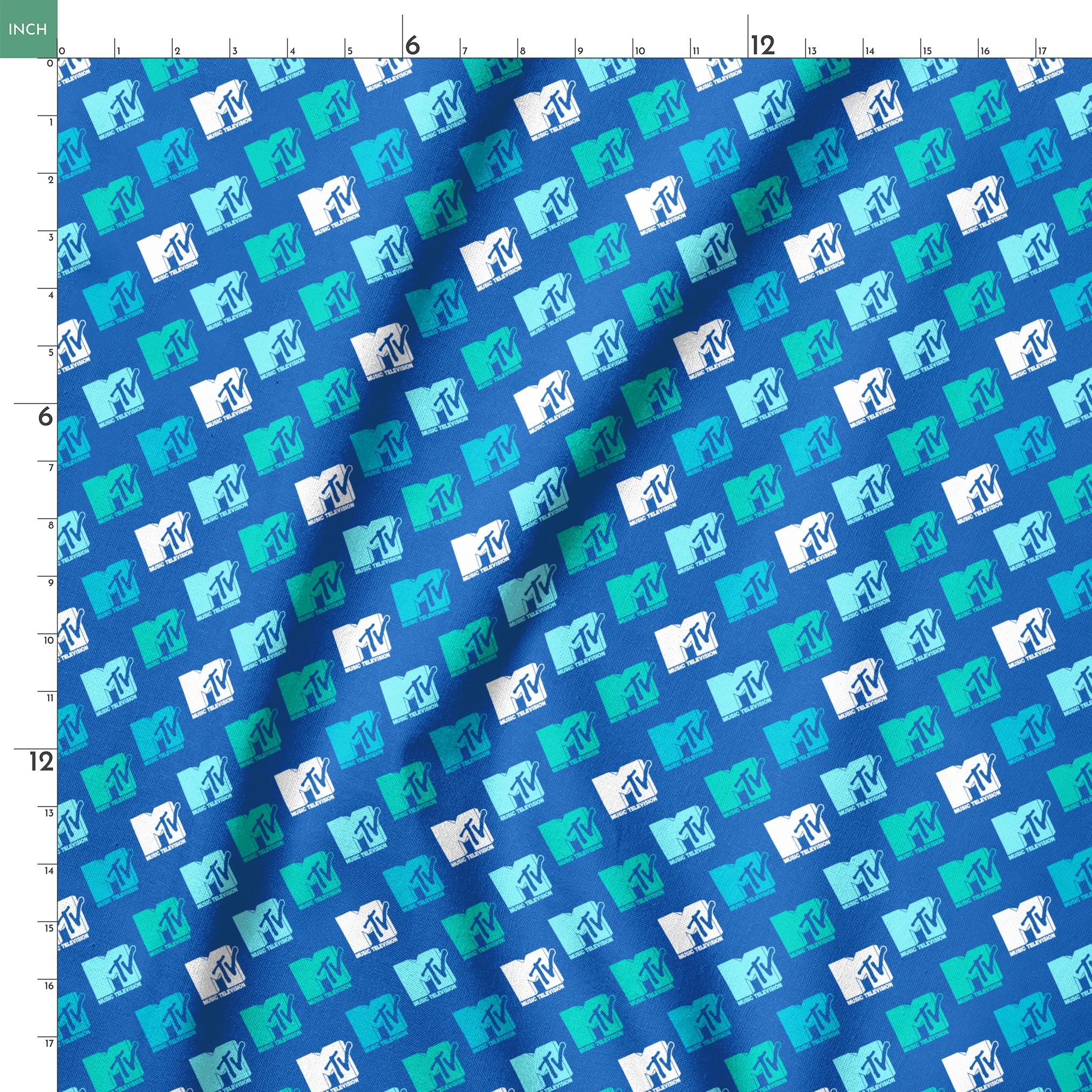 Paramount MTV Colorful Logo Toss on Blue Fabric