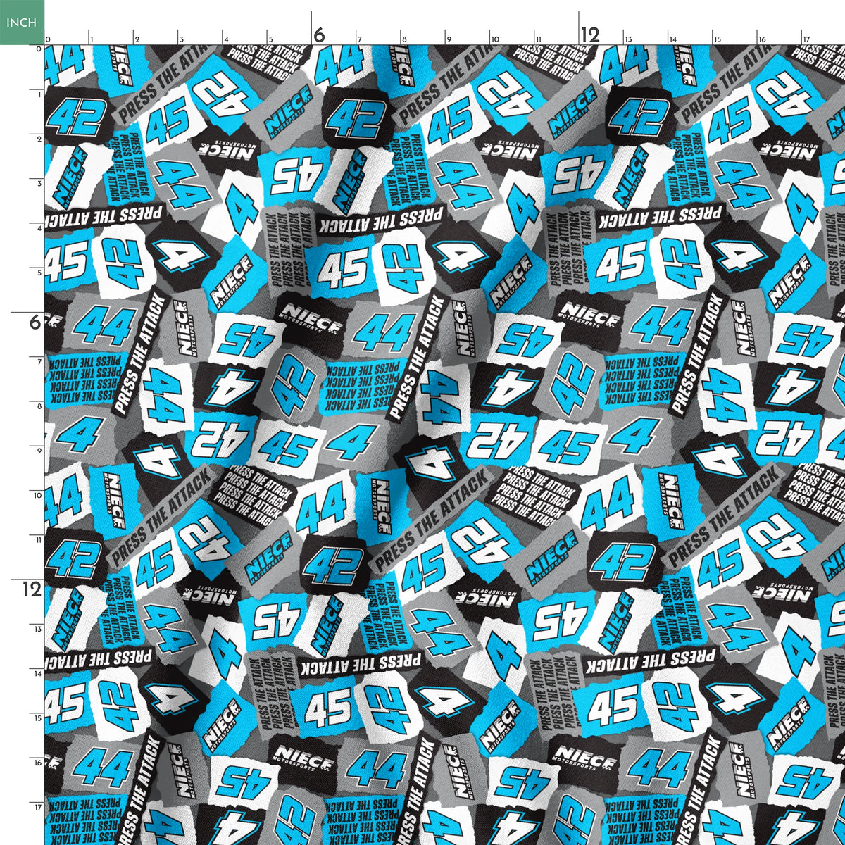 Niece Motorsports Press the Attack Logo Patchwork Fabric