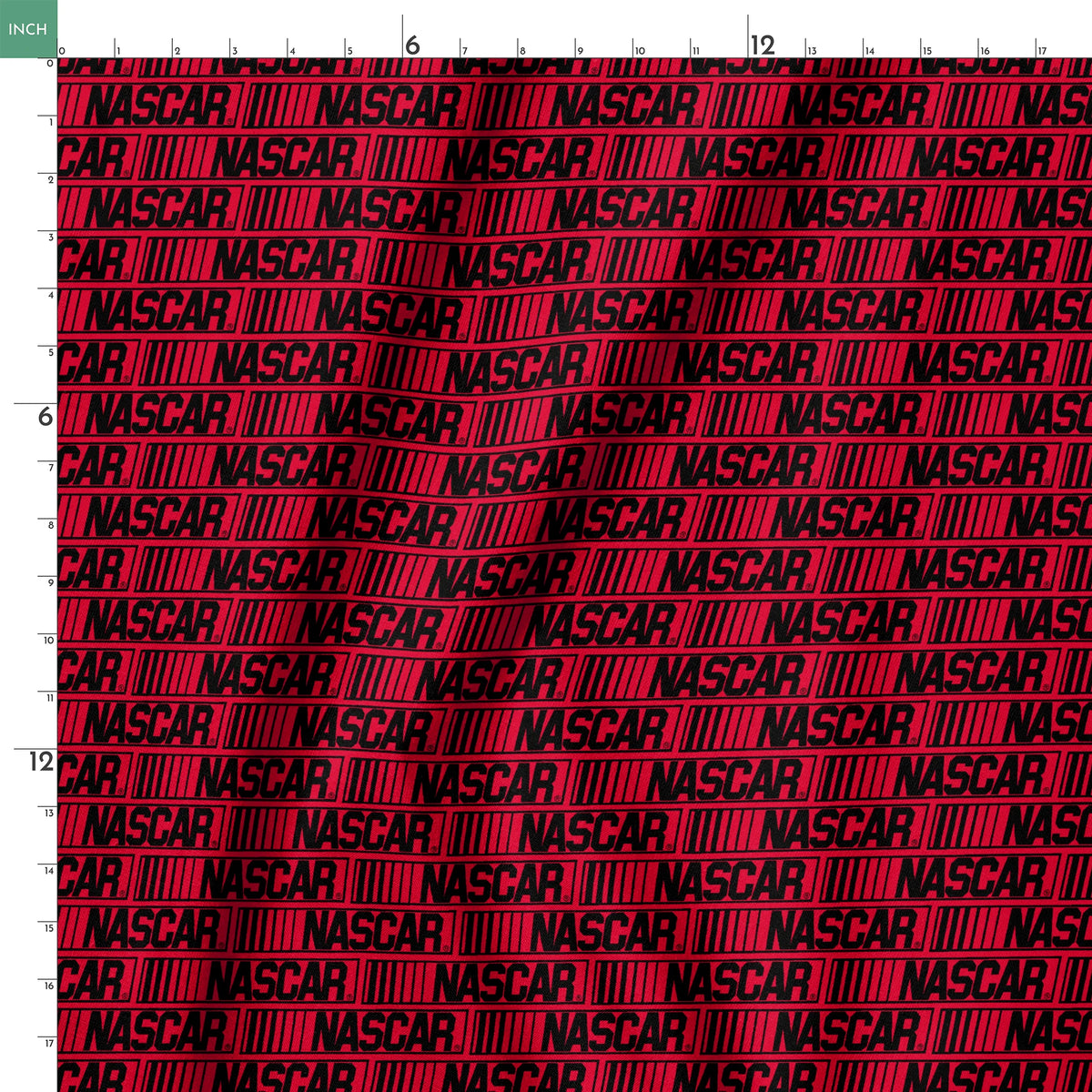 NASCAR® Retro Logo on Red Stripes Fabric