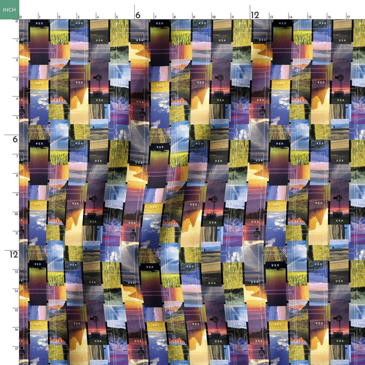USPS Stamps Across America Fabric