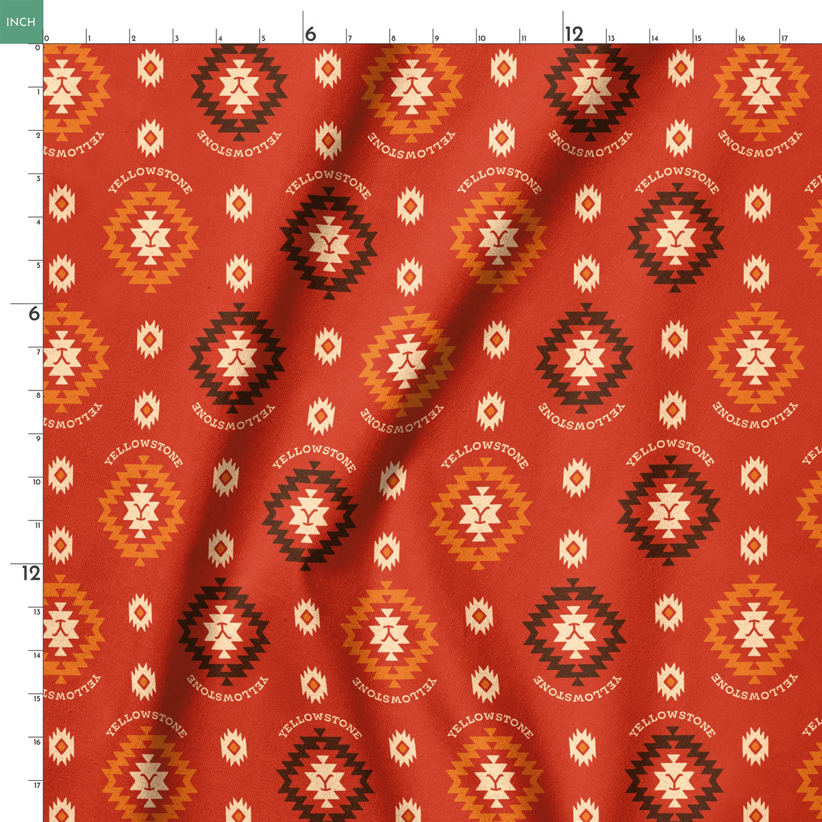 Paramount Yellowstone Tribal Medallions on Red Fabric