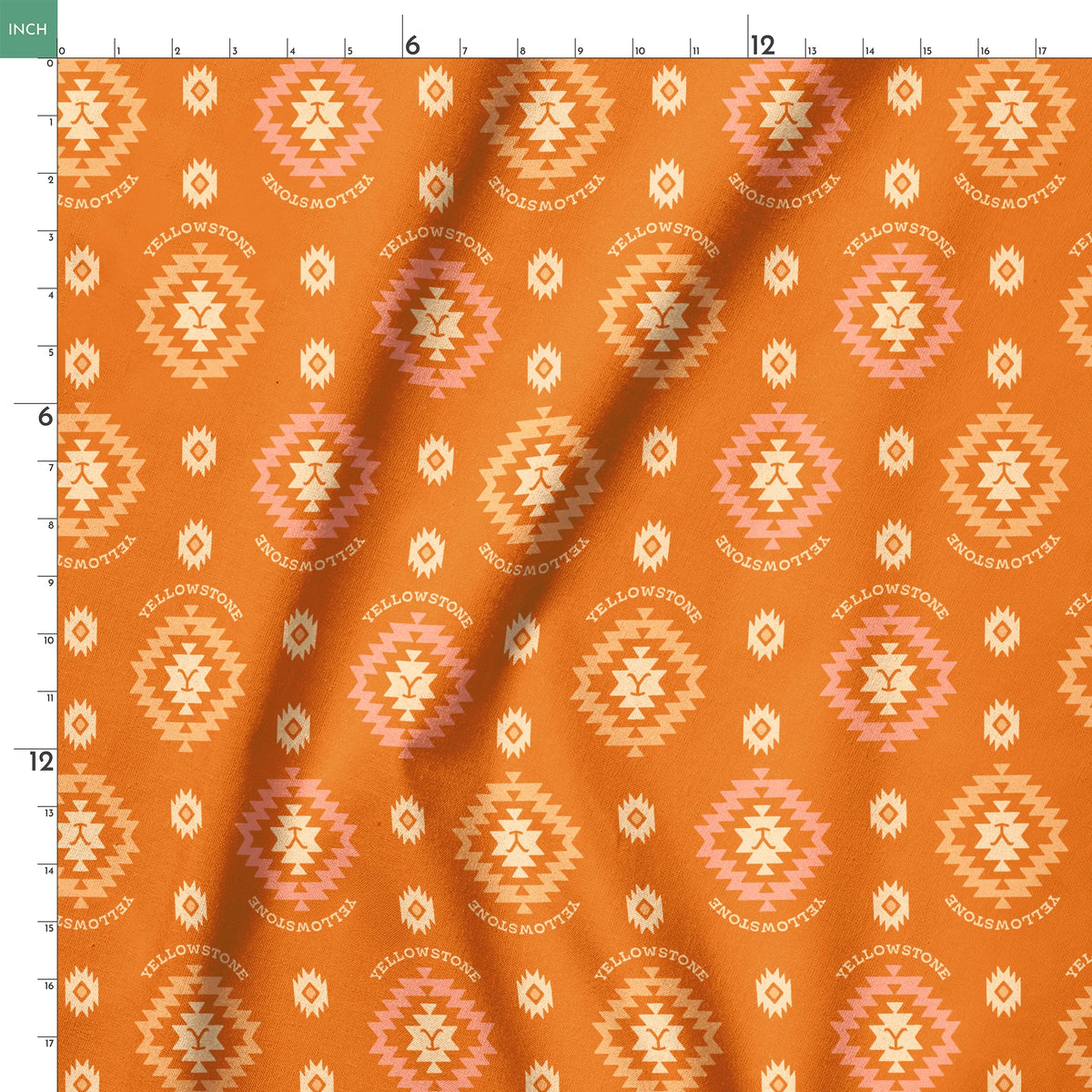 Paramount Yellowstone Tribal Medallions on Desert Orange Fabric