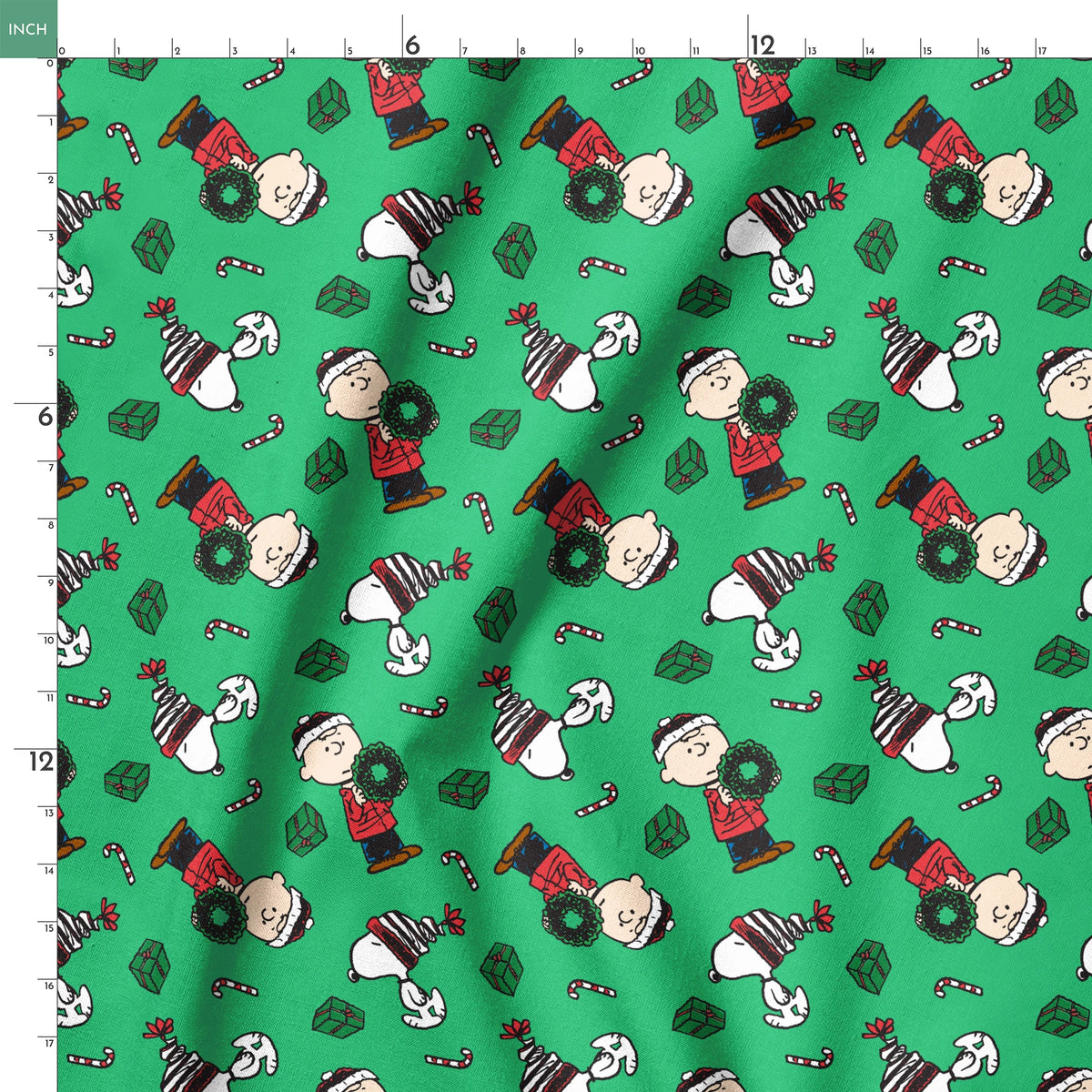 Peanuts Presents & Candy Canes Fabric