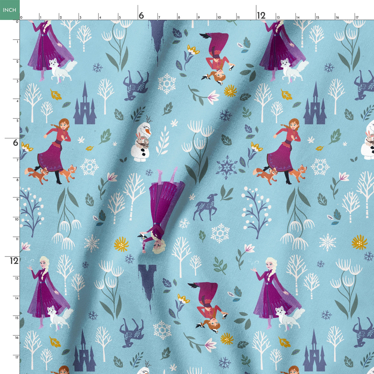 Disney Frozen Winter Adventure on Blue Fabric