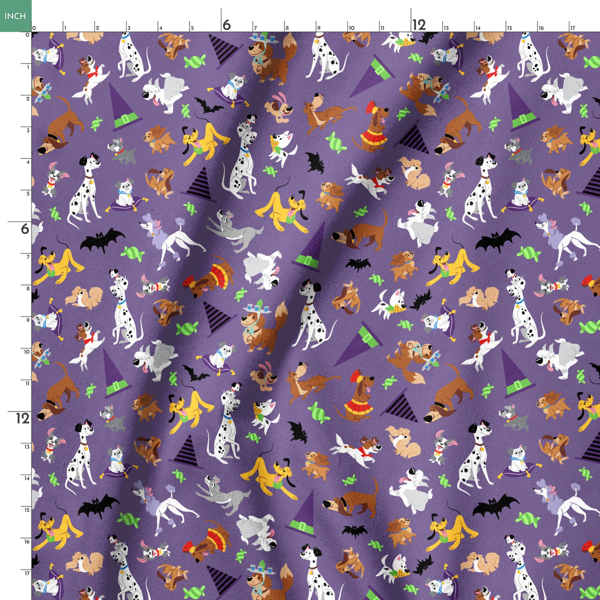 Disney Dogs Halloween Toss on Purple Fabric