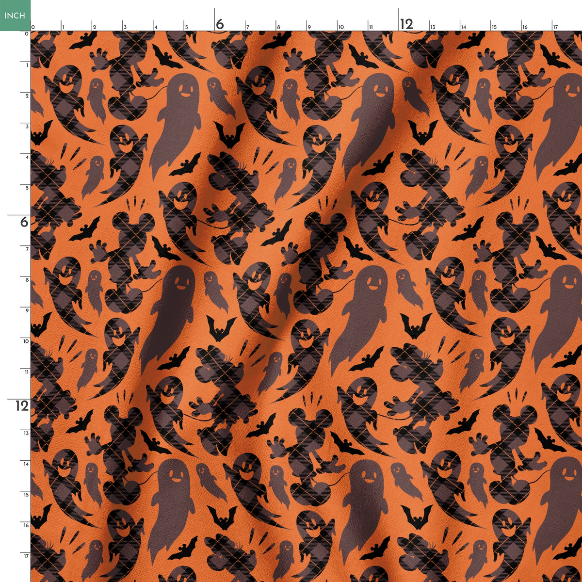 Disney Mickey Mouse and Minnie Mouse Ghostly Plaid Fabric