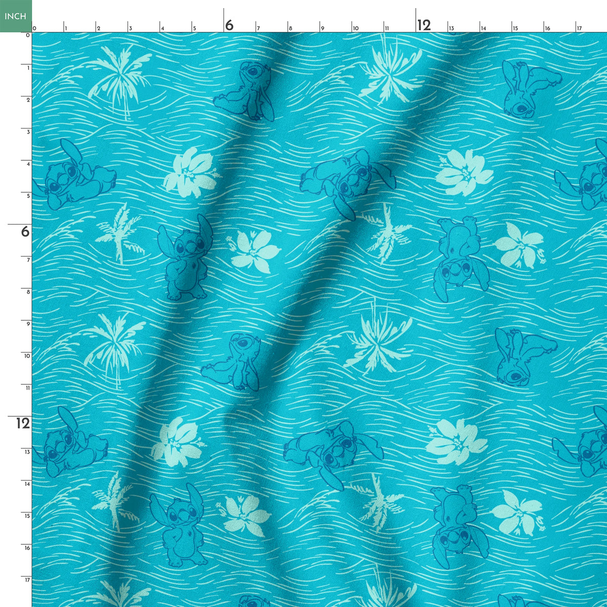 Disney Stitch Tropical Breeze on Blue Fabric