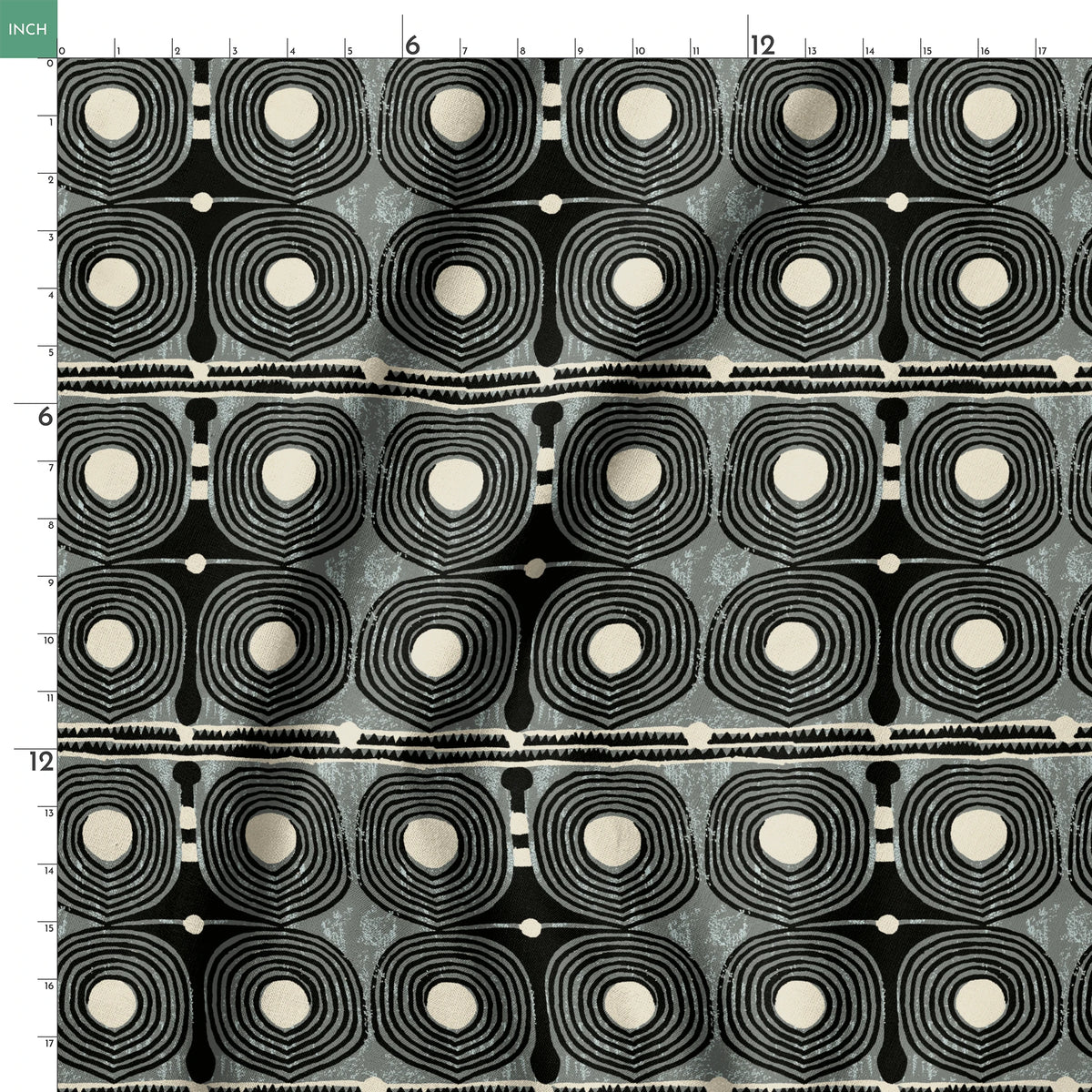 Spiraline on Black Days Fabric