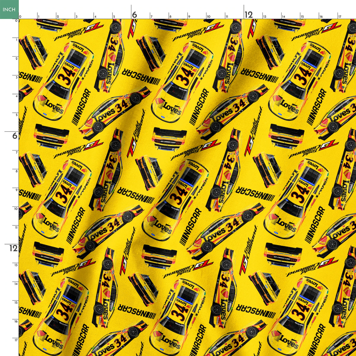 NASCAR® Todd Gilliand Toss on Yellow Fabric