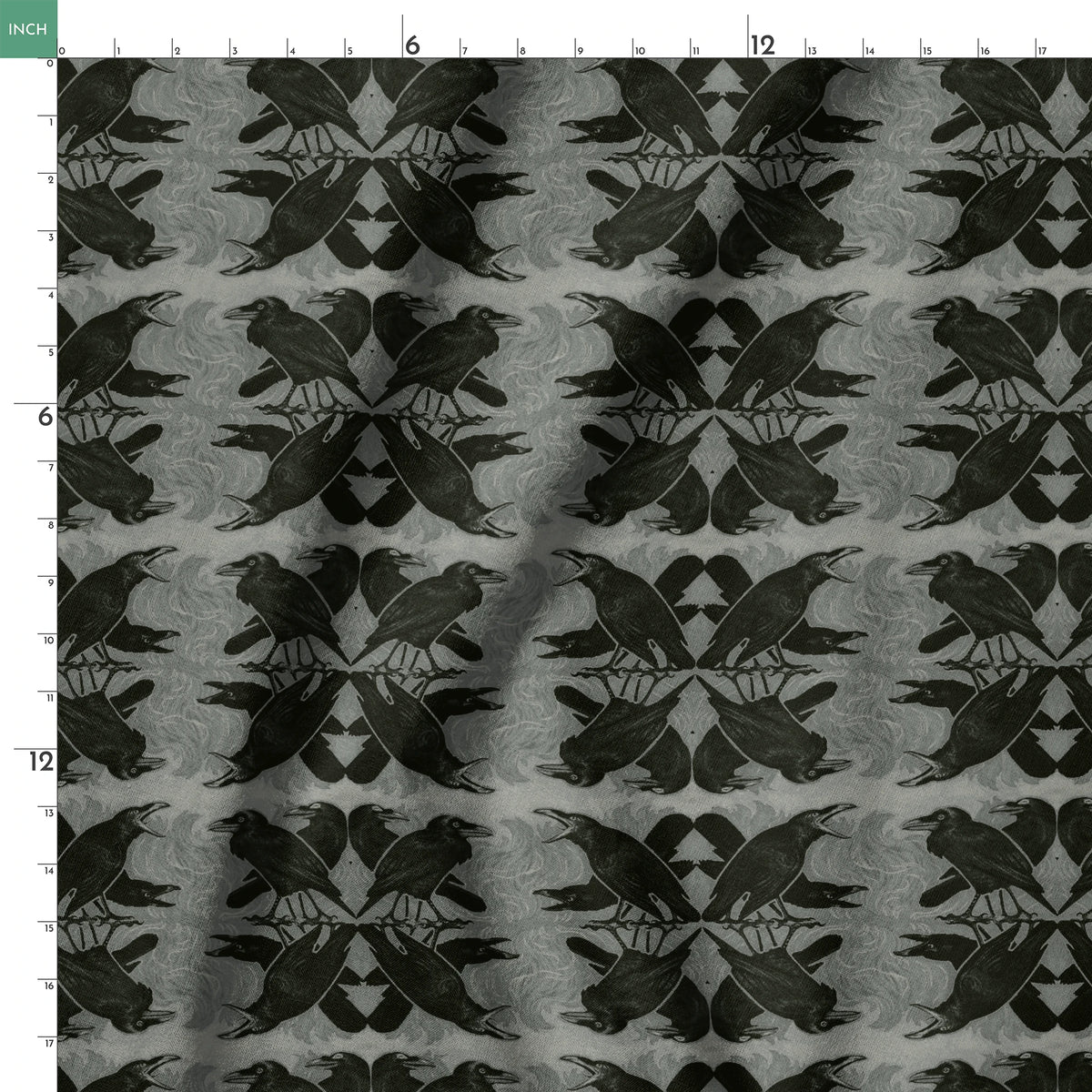 Raven Ramble on Mummy Gray Fabric