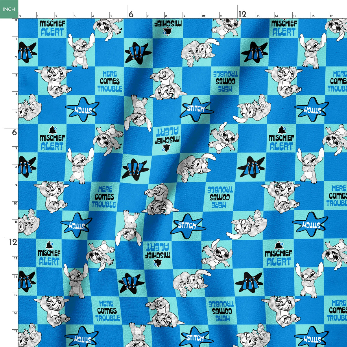 Disney Stitch Mischief Alert Fabric