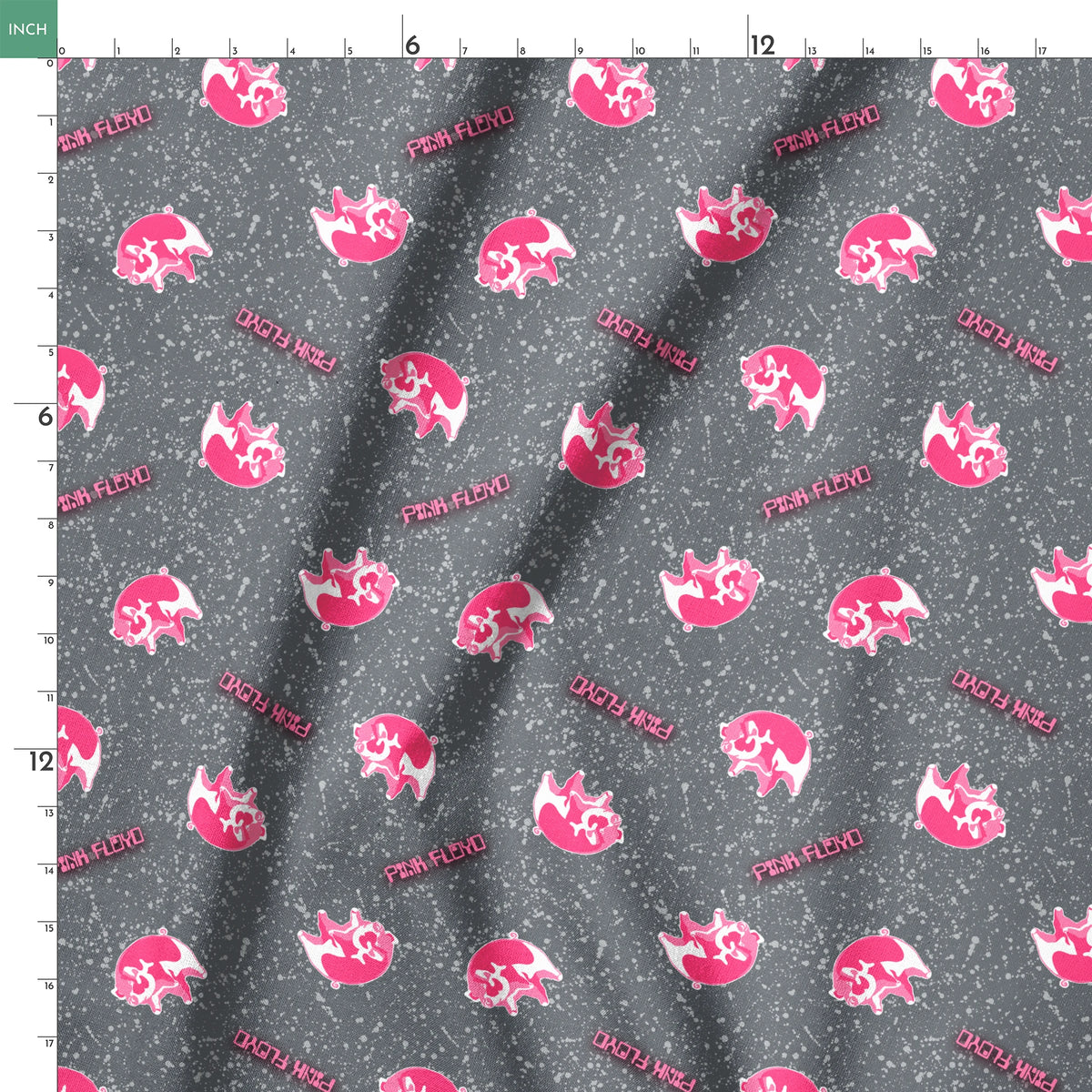 Pink Floyd Bright Pink Pigs Fabric