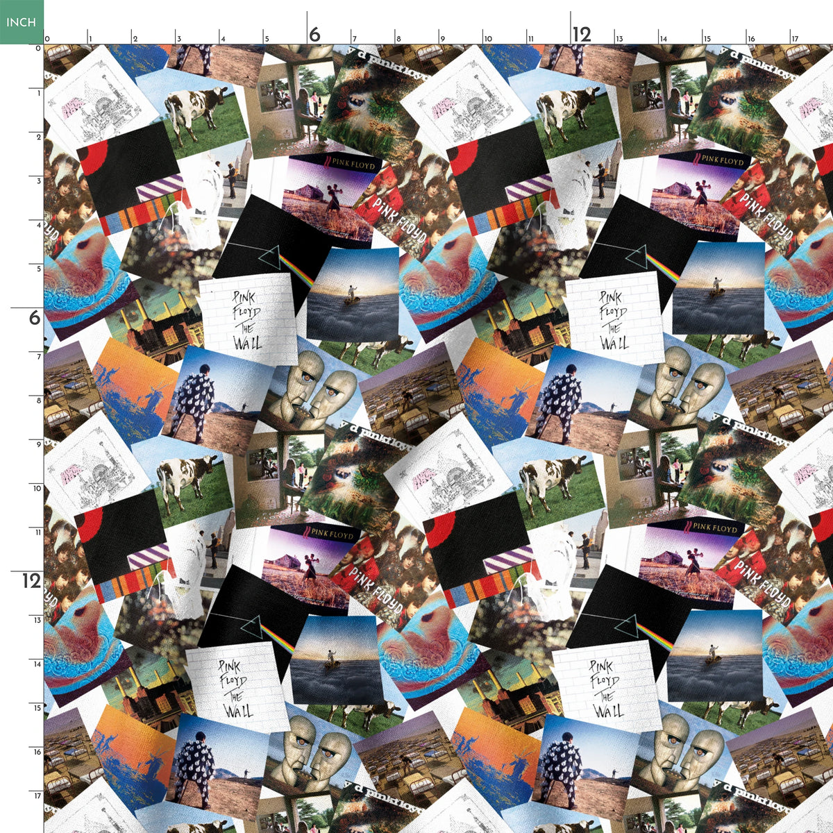 Pink Floyd Album Collage Fabric