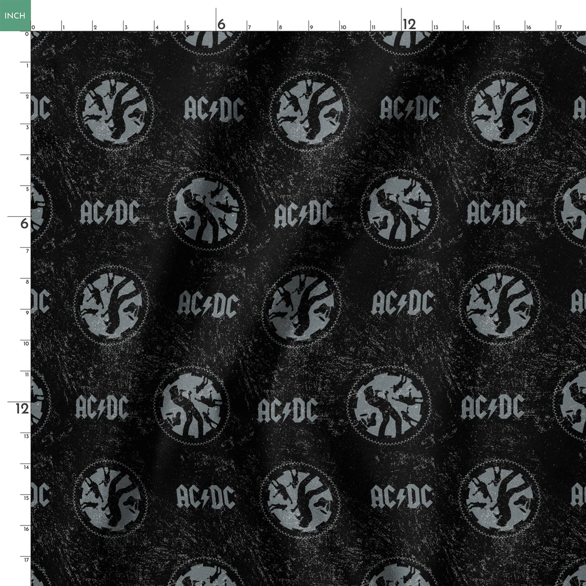 AC/DC Distressed Logo and Band Fabric