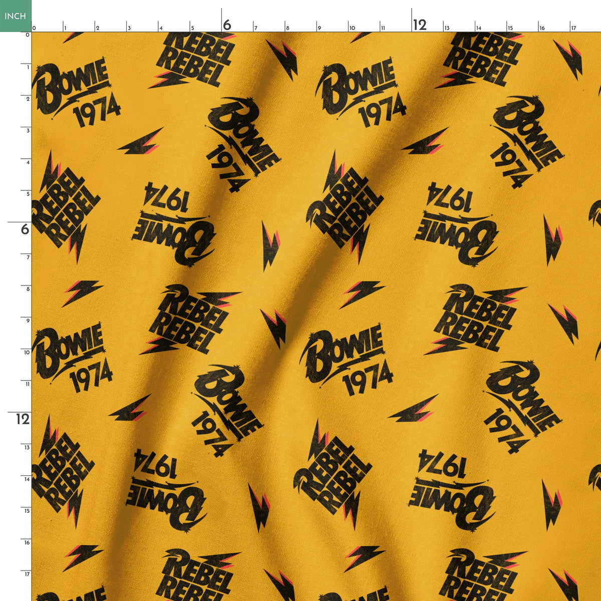 David Bowie Rebel Rebel 1974 on Yellow Fabric