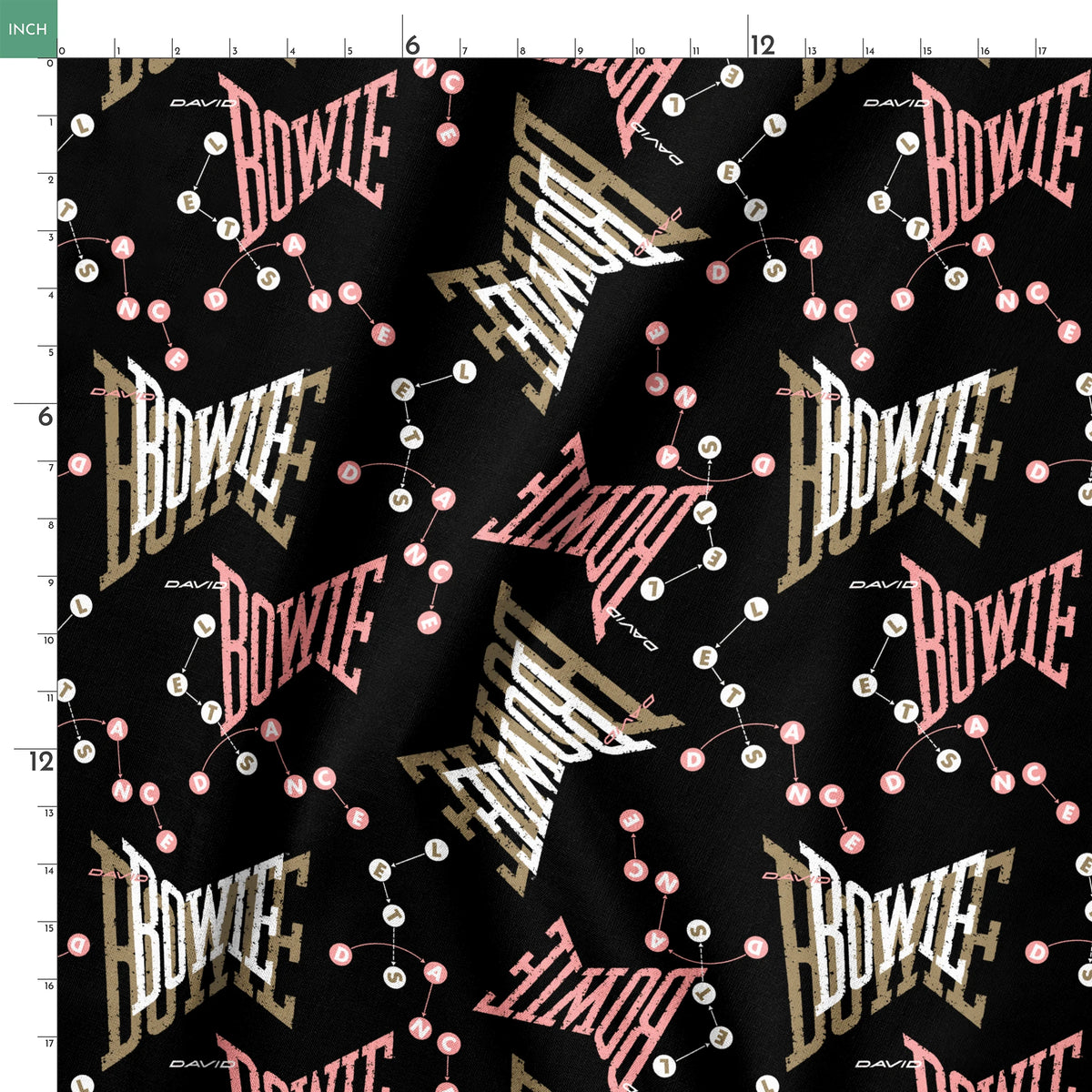 David Bowie Let's Dance on Black Fabric