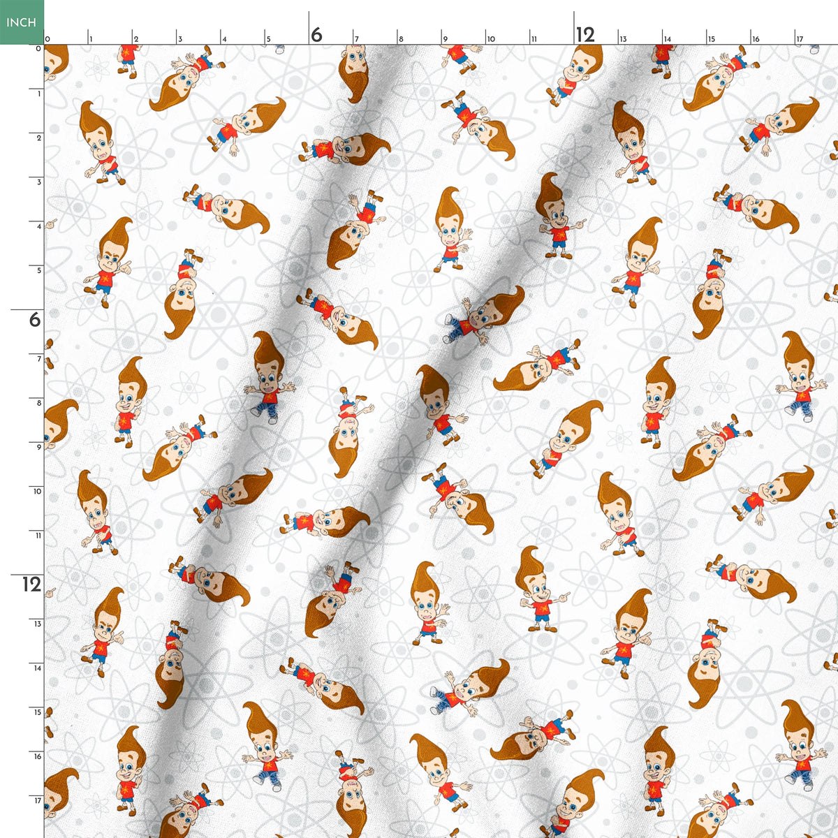 Paramount Jimmy Neutron Atomic Boy Genius on White Fabric