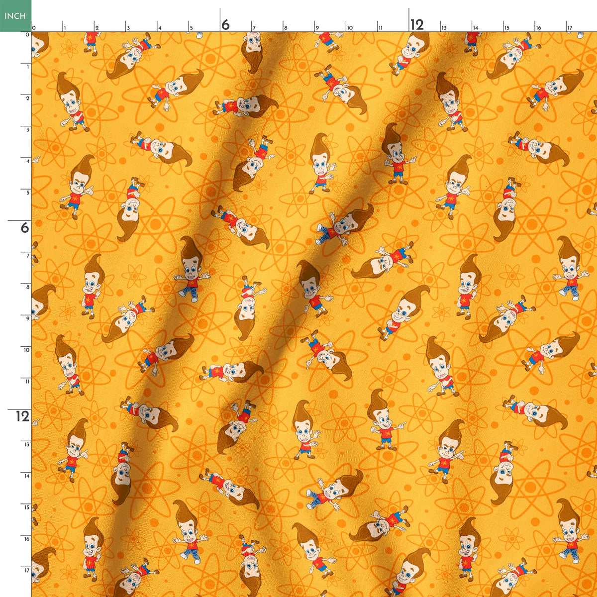 Paramount Jimmy Neutron Atomic Boy Genius on Orange Fabric
