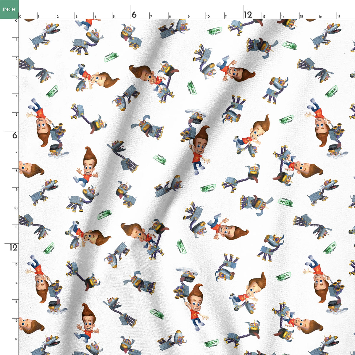 Paramount Jimmy Neutron Best Buds on White Fabric