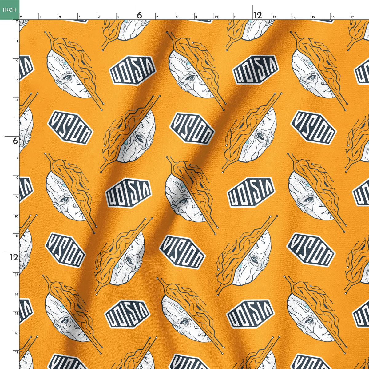Marvel VisionQuest White Vision on Yellow Fabric