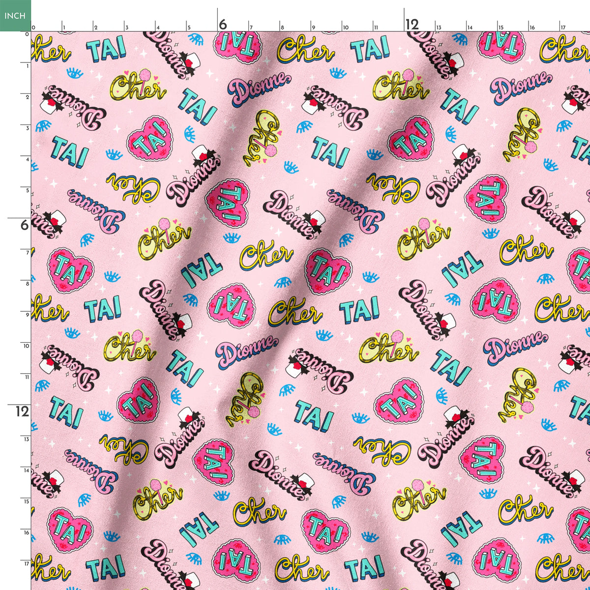 Paramount Clueless Character Names on Pink Fabric