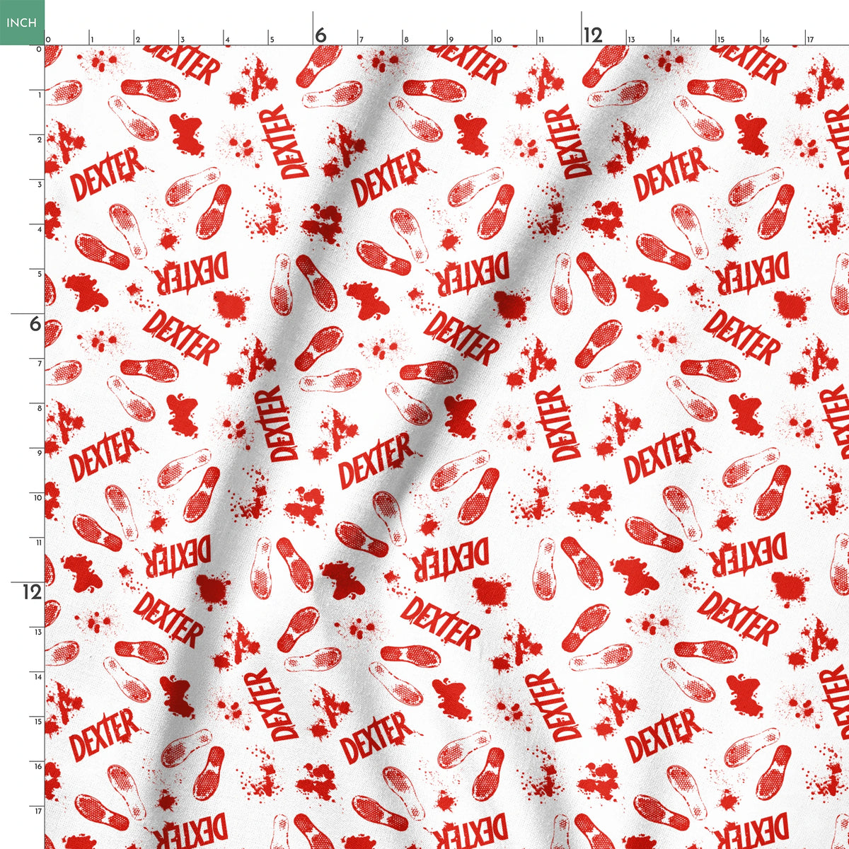 Showtime Dexter Blood Splatter on White Fabric