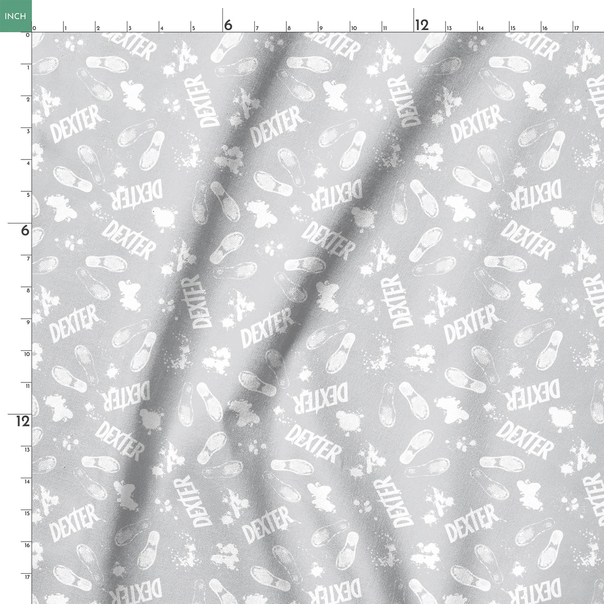 Showtime Dexter Blood Splatter on Gray Fabric