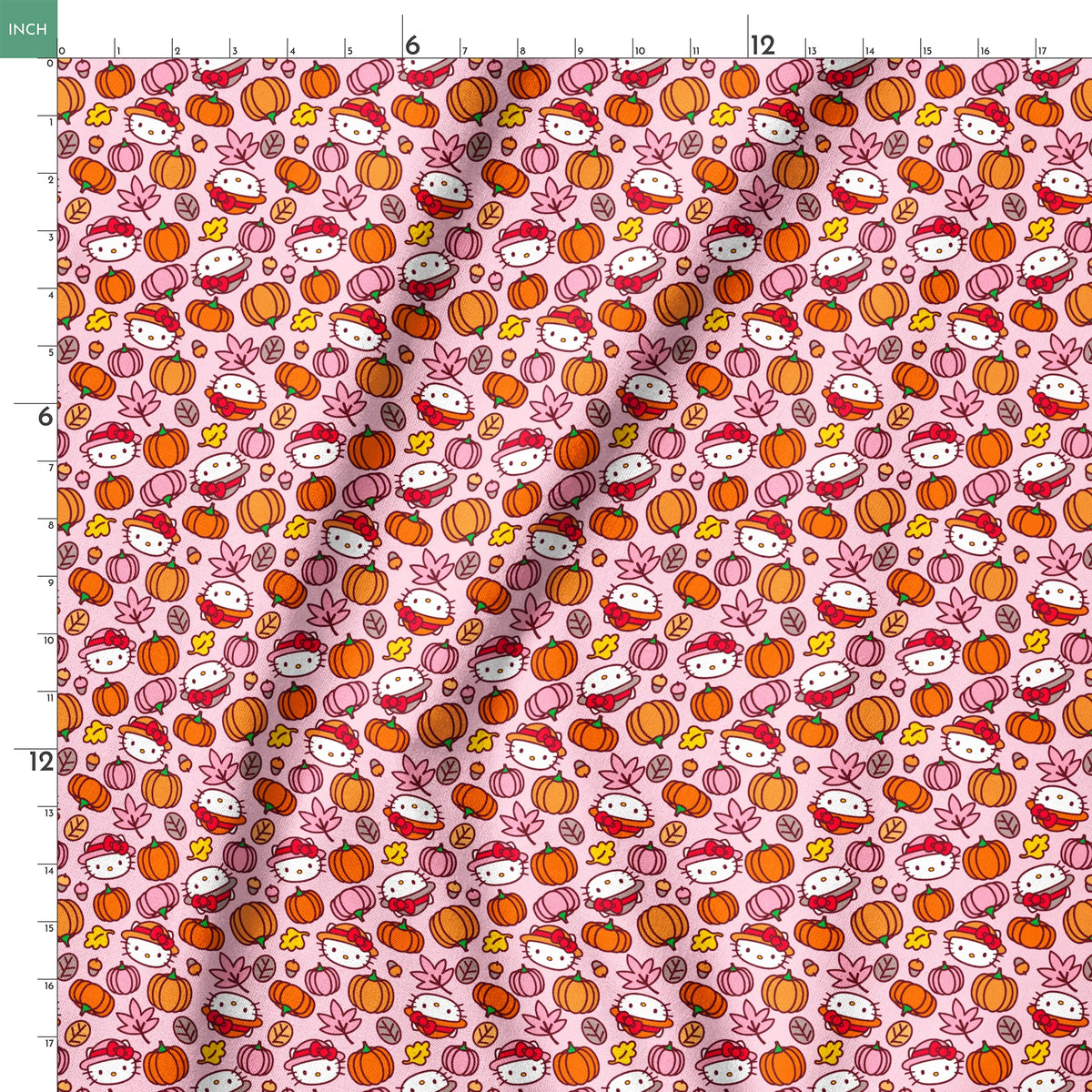 Hello Kitty® Pumpkin Patch Toss on Pink Fabric