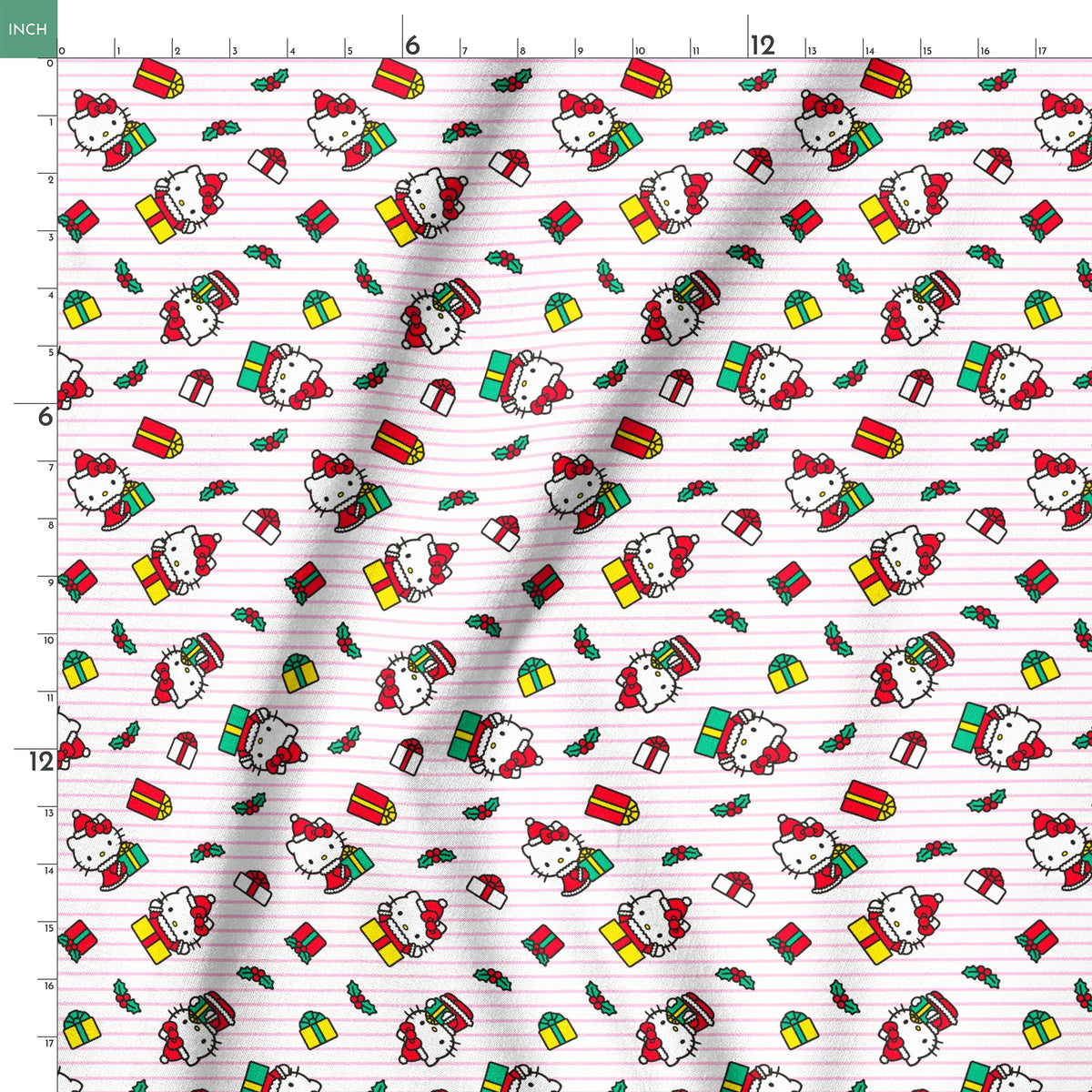 Hello Kitty® Christmas Presents Stripes Fabric