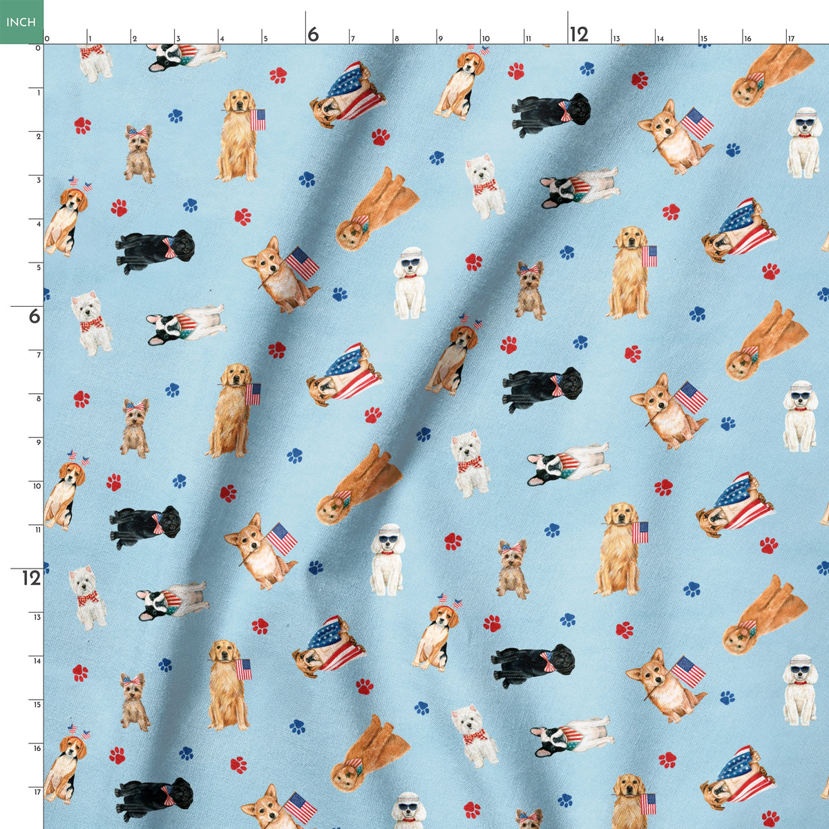 Danielle Murray Patriotic Pups Toss Fabric