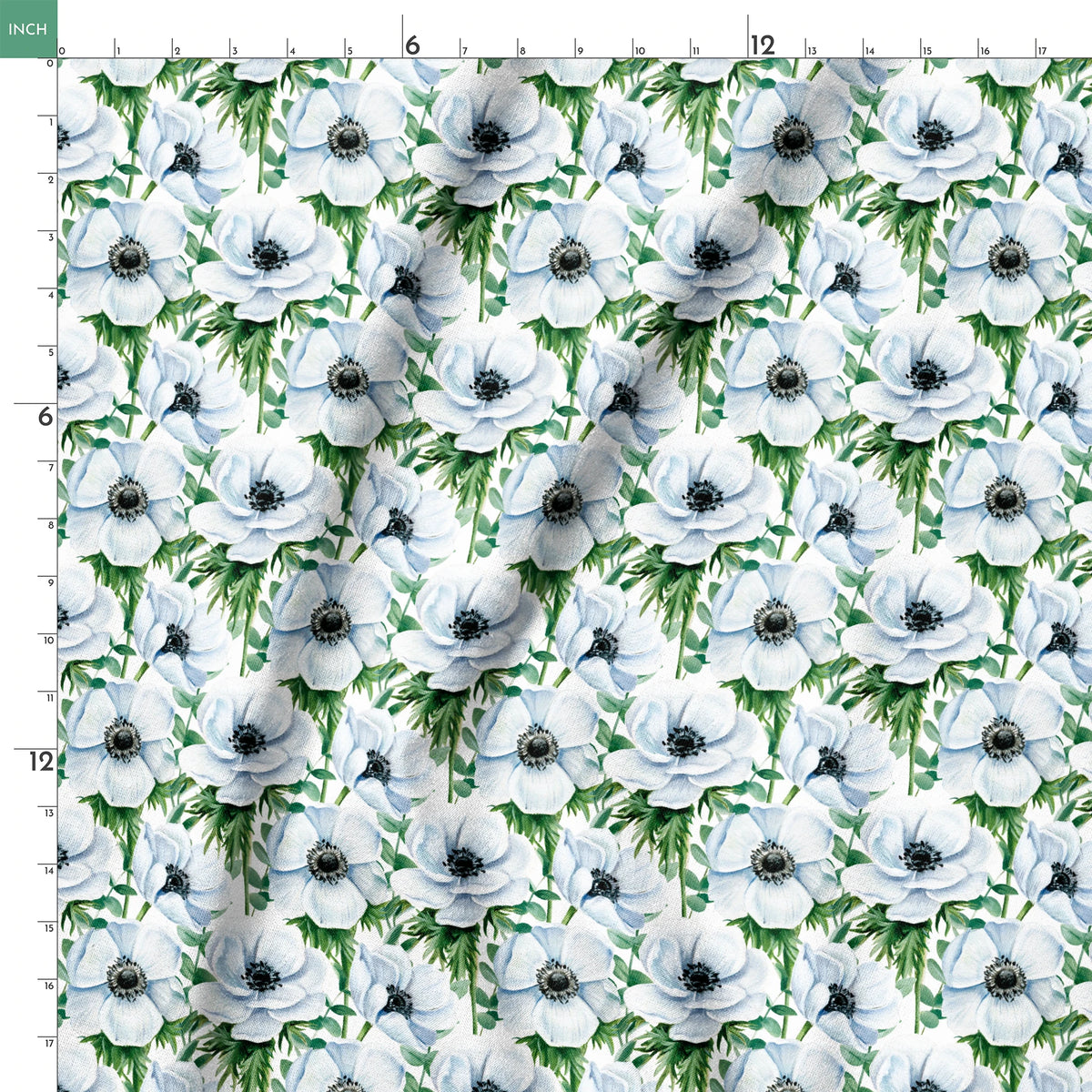 Danielle Murray White Anemones on White Fabric