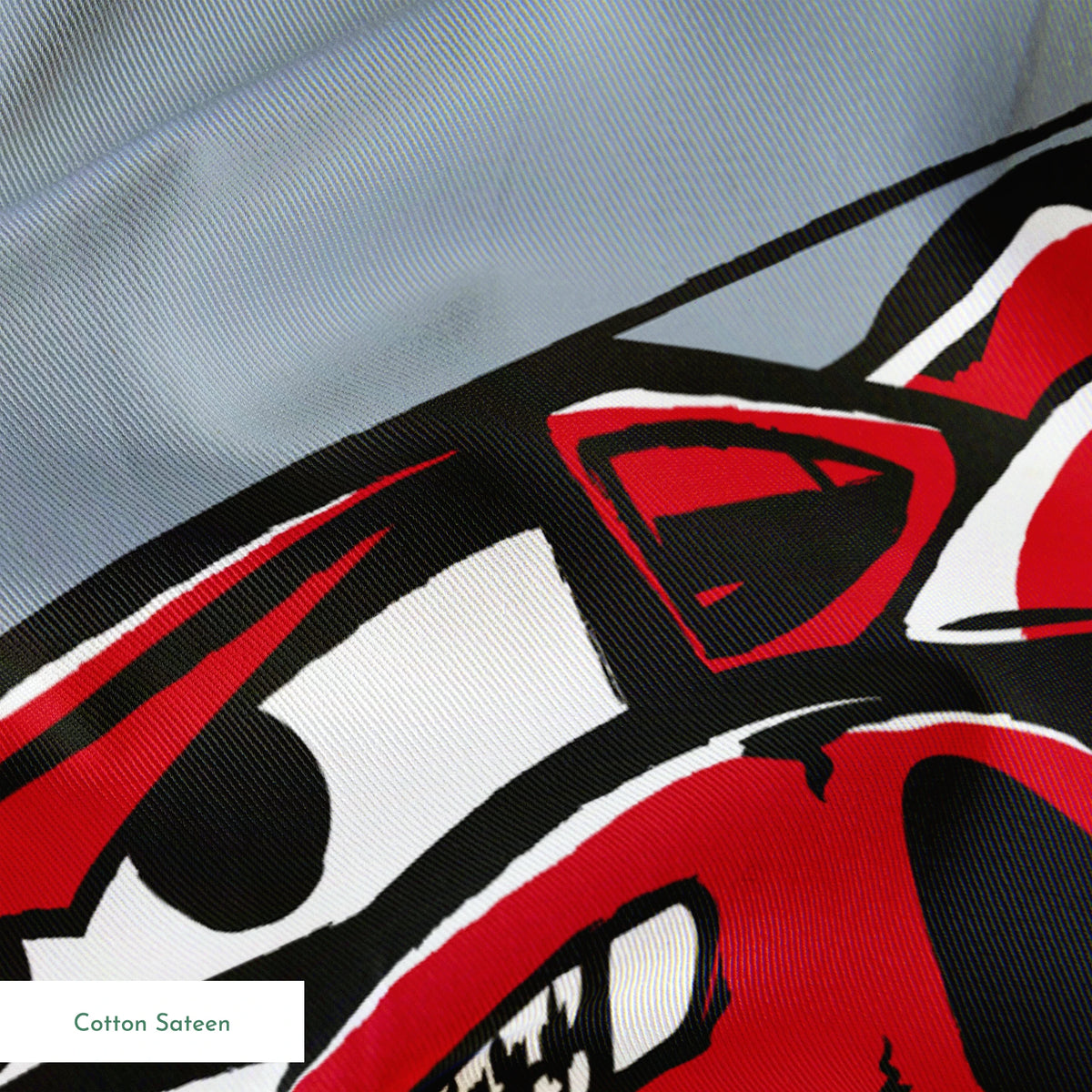 Racing pattern with red cars, checkered flags, speedometers, and racing emblems on gray background springs sateen texture