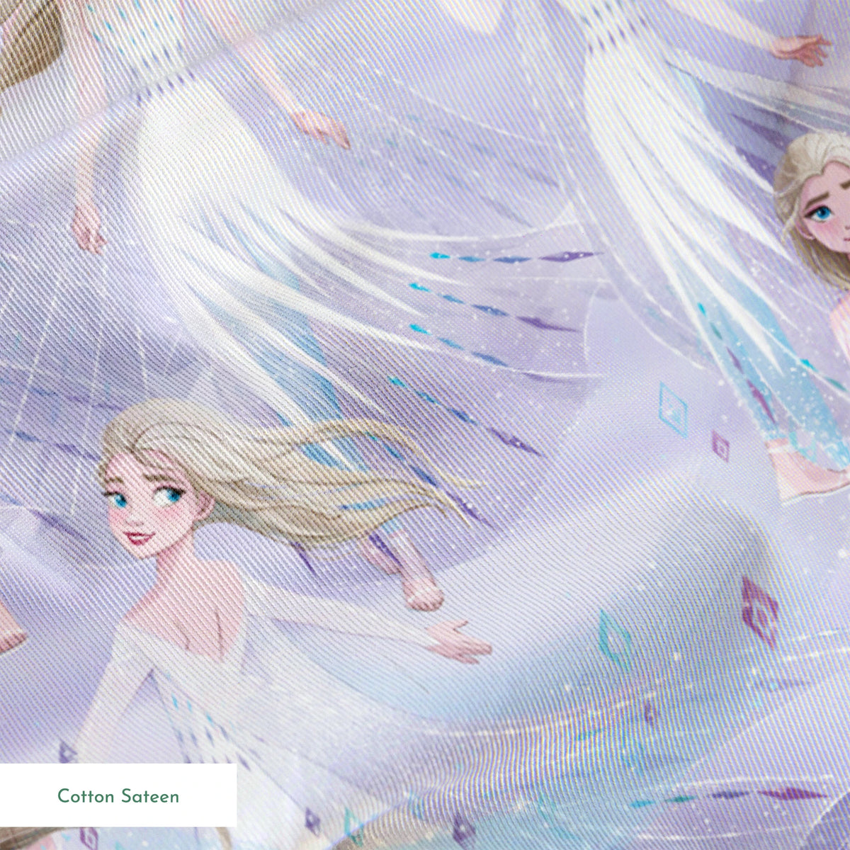 Frozen's Elsa against a dreamy purple-blue background springs sateen texture