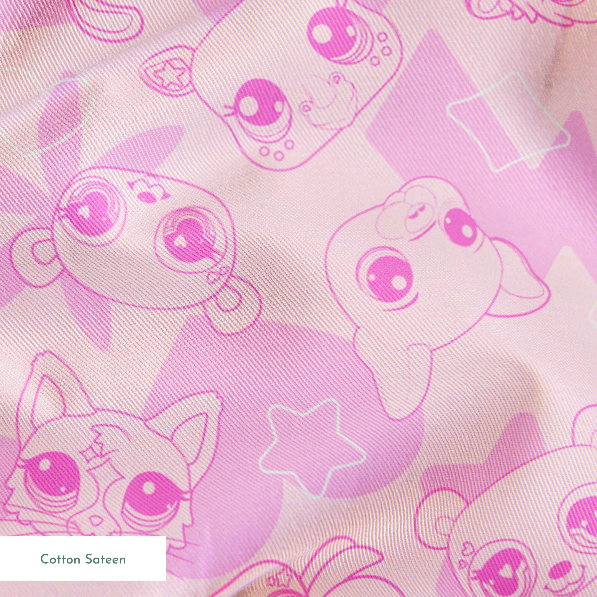 Hasbro Littliest Pet Shop Pet Outlines on Pink Fabric