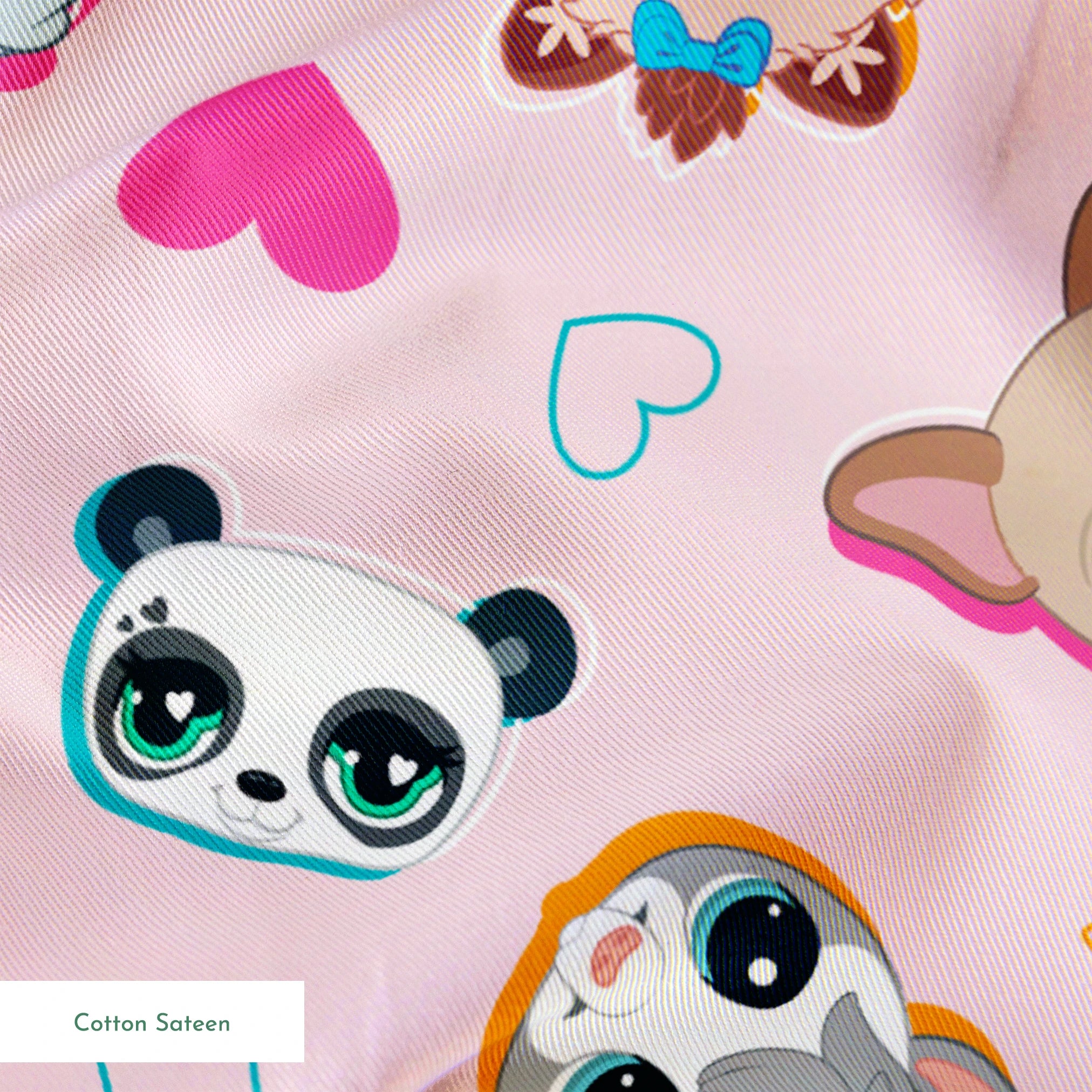 Hasbro Littliest Pet Shop Shapes and Faces on Petal Pink Fabric