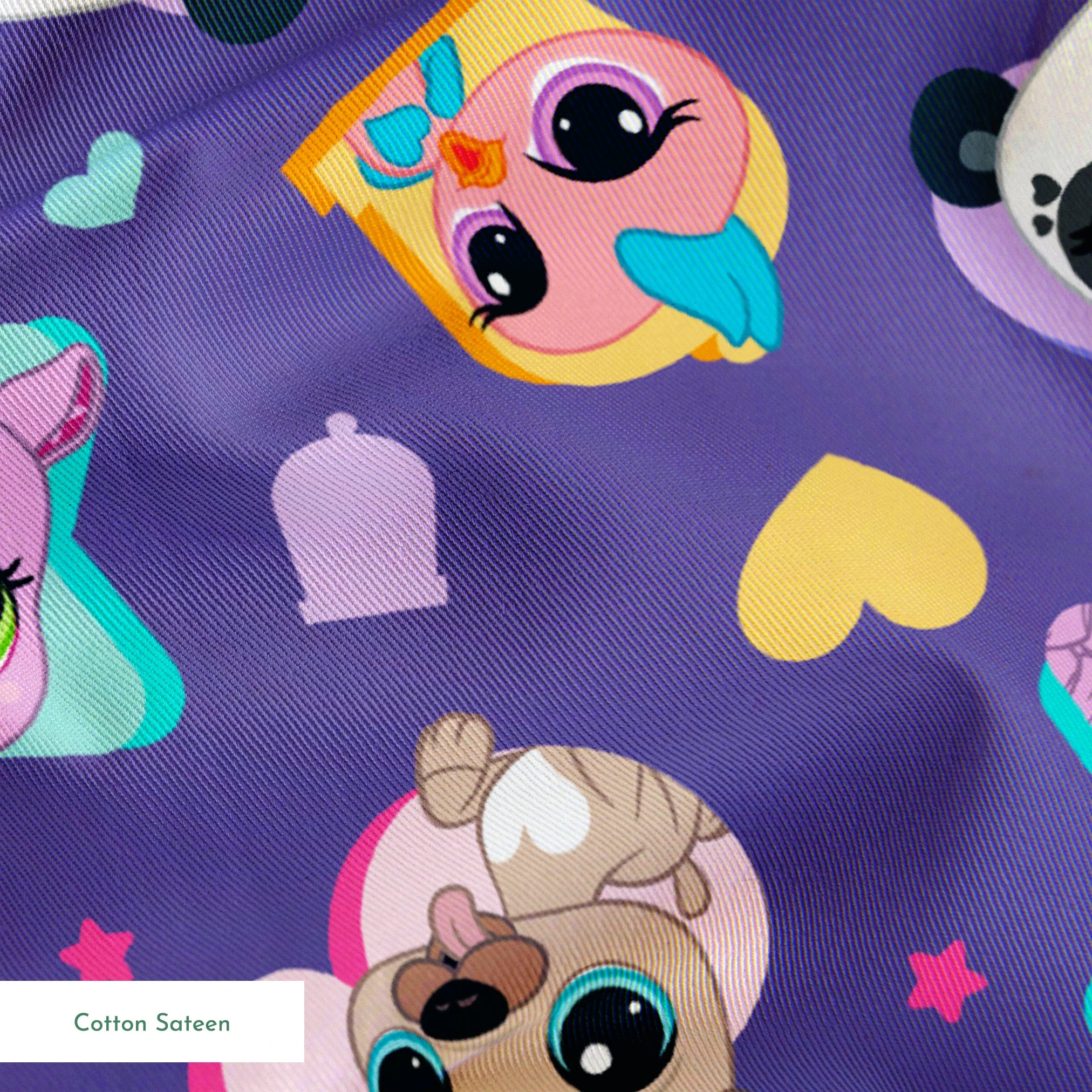 Hasbro Littliest Pet Shop Pet Friends on Purple Fabric